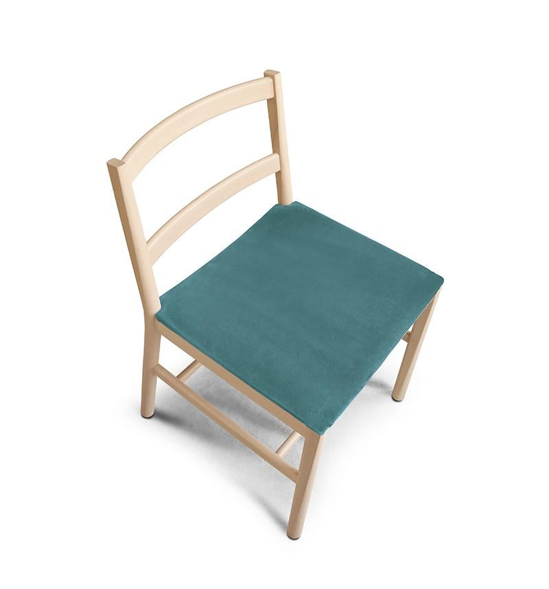 Contemporary Chair Art, 0020-LE in Beechwood Painted and Wood Seat by Emilio Nanni For Sale
