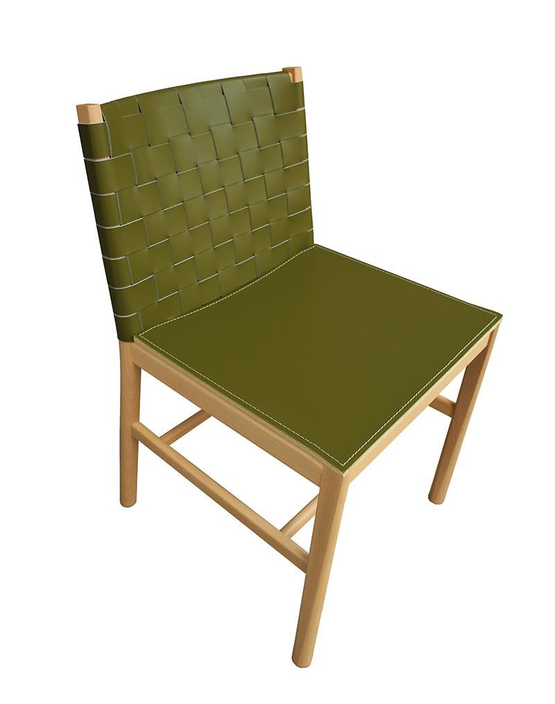 Chair Art, 0020-LE in Beechwood Painted and Wood Seat by Emilio Nanni For Sale 1