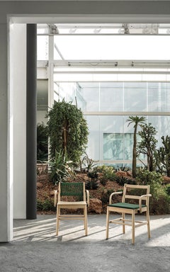 Chair Art 024-IN Beechwood Painted Green and Back in Color Rope by Emilio Nanni