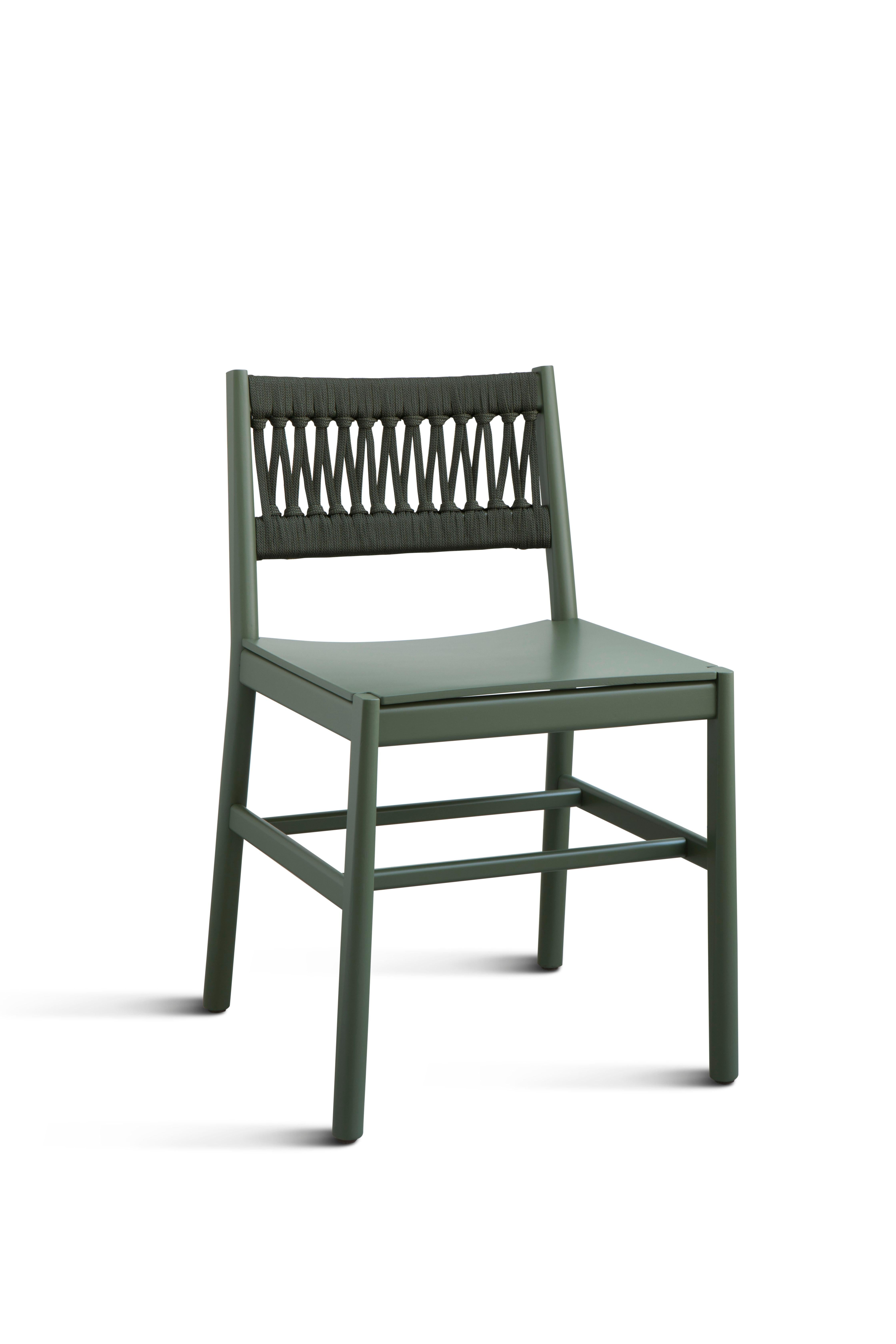 Contemporary Chair Art 024-IN Beechwood Painted Green and Back in Color Rope by Emilio Nanni For Sale