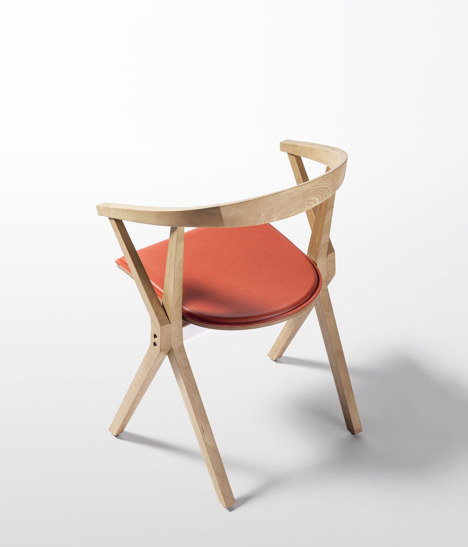 Varnished Chair B Orange Lacquered Ash by Konstantin Grcic For Sale