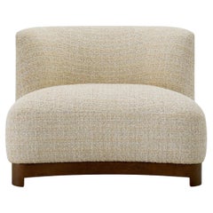 Chaise - Tissu beige et base en noyer