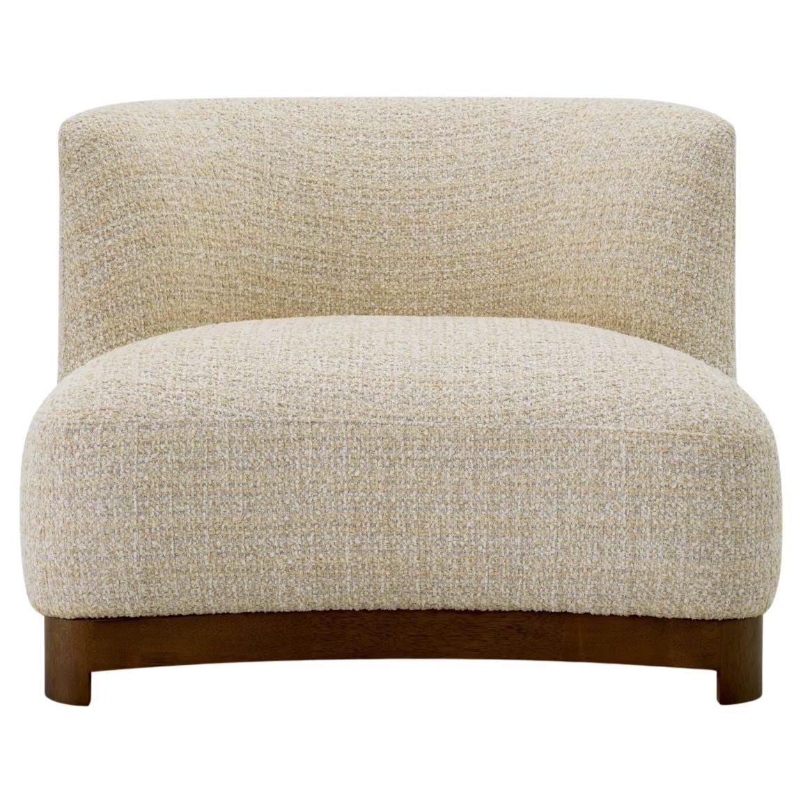 Chair – Beige fabric & Walnut Finish Base