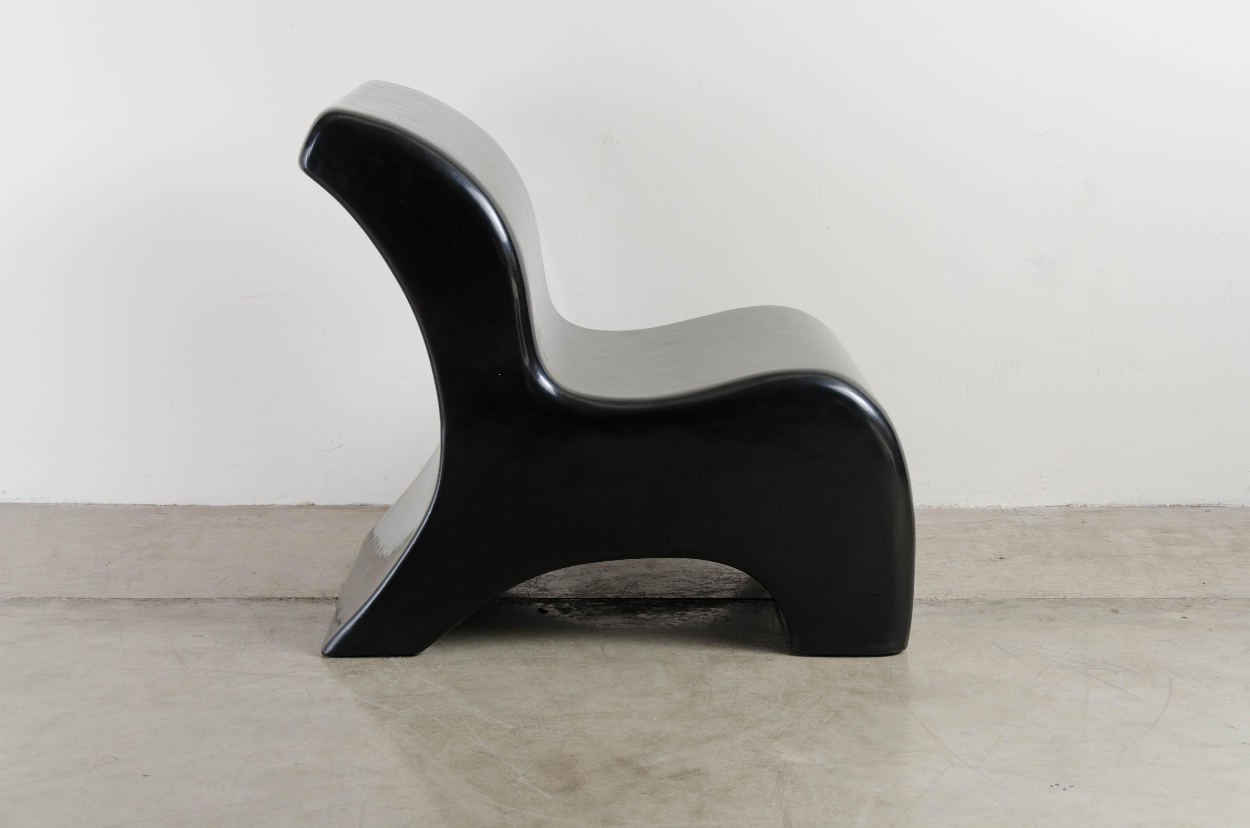 Contemporary Chair, Black Lacquer by Robert Kuo, Handmade, Limited Edition For Sale