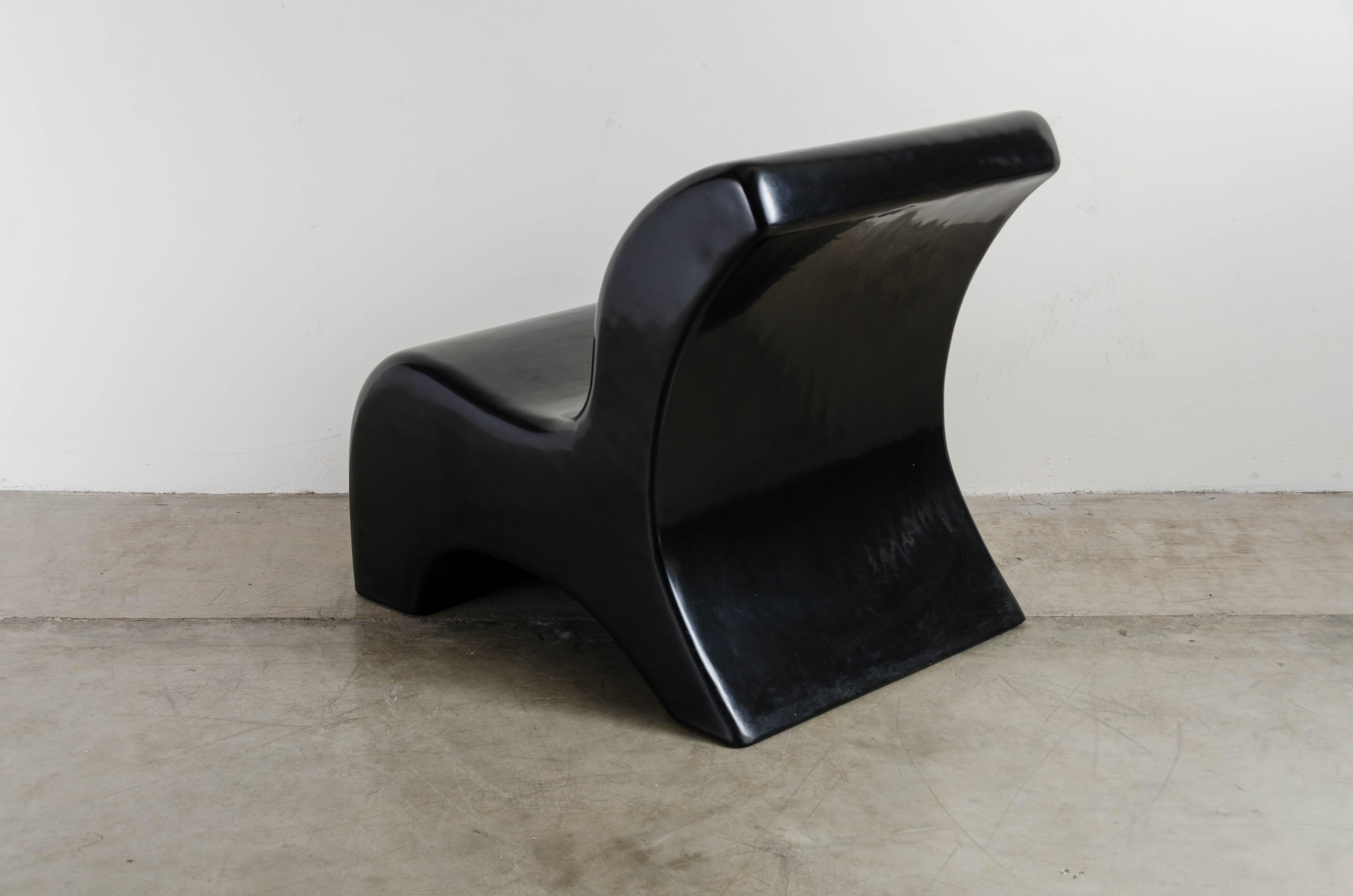 Chair, Black Lacquer by Robert Kuo, Handmade, Limited Edition For Sale 2