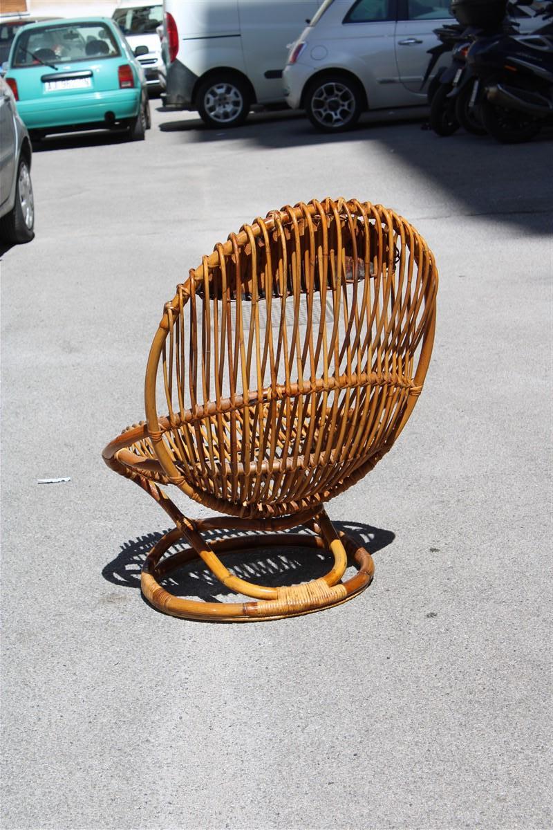 Sedia Bonacina Tito Agnoli 1950 Bamboo Design Italiano Mid-century 1950 in vendita 4