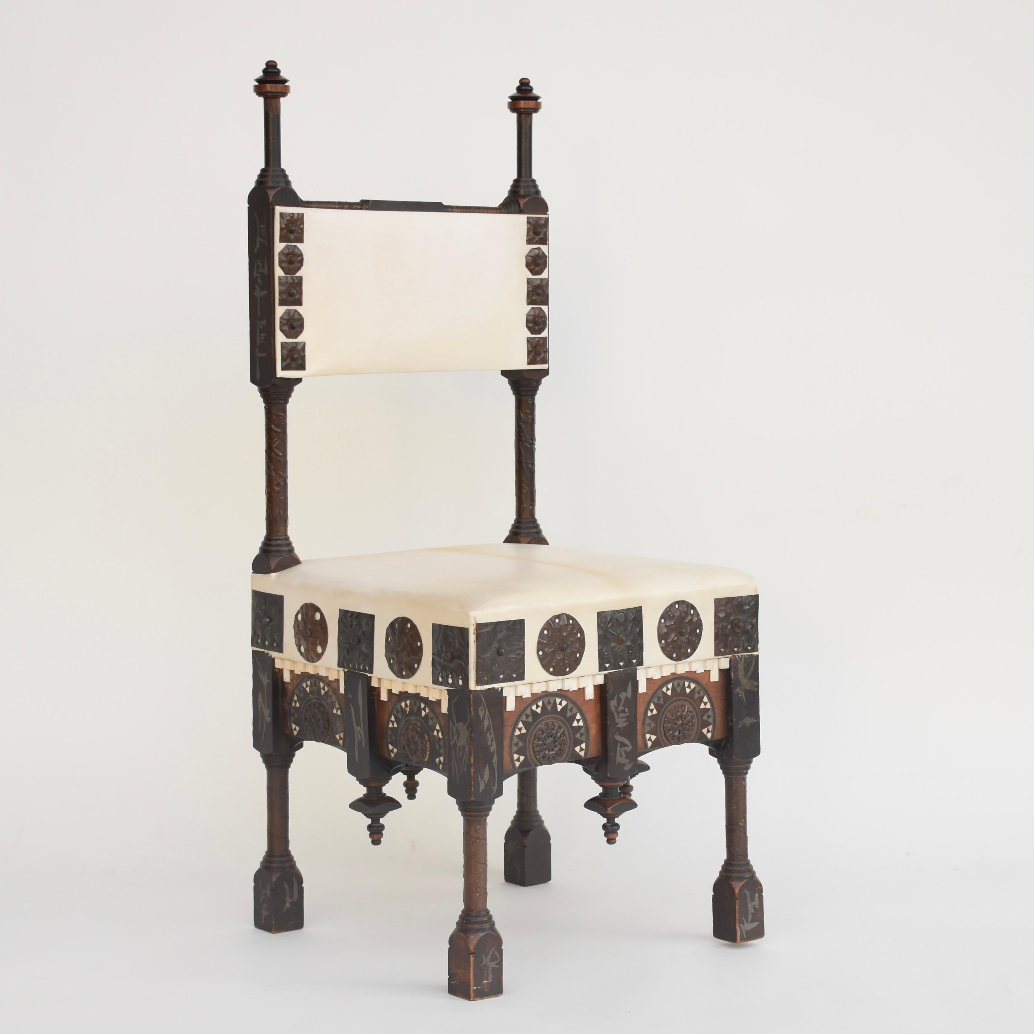 Italian Chair by Carlo Bugatti in the Style Art Nouveau Ca 1900 For Sale