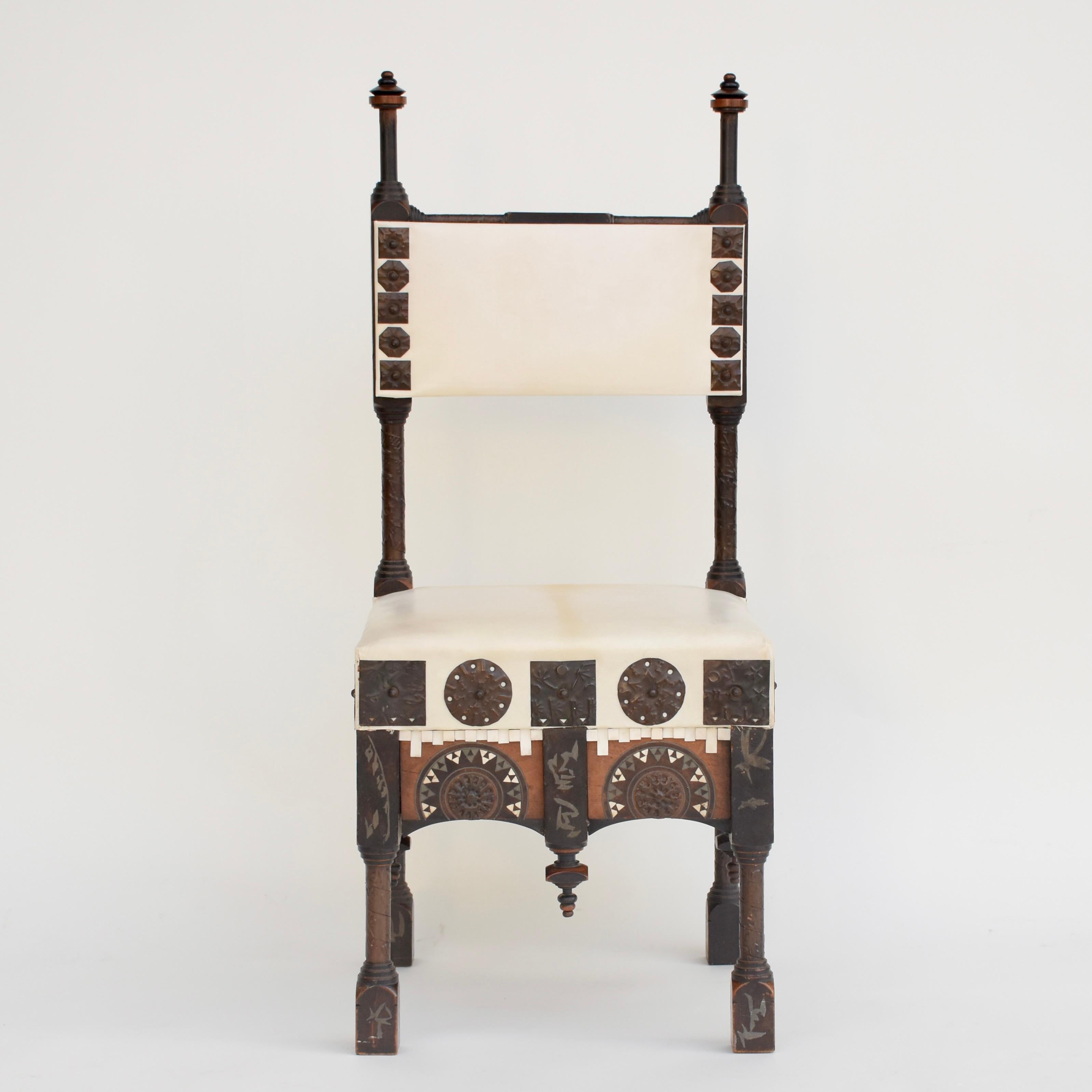 Leather Chair by Carlo Bugatti in the Style Art Nouveau Ca 1900 For Sale