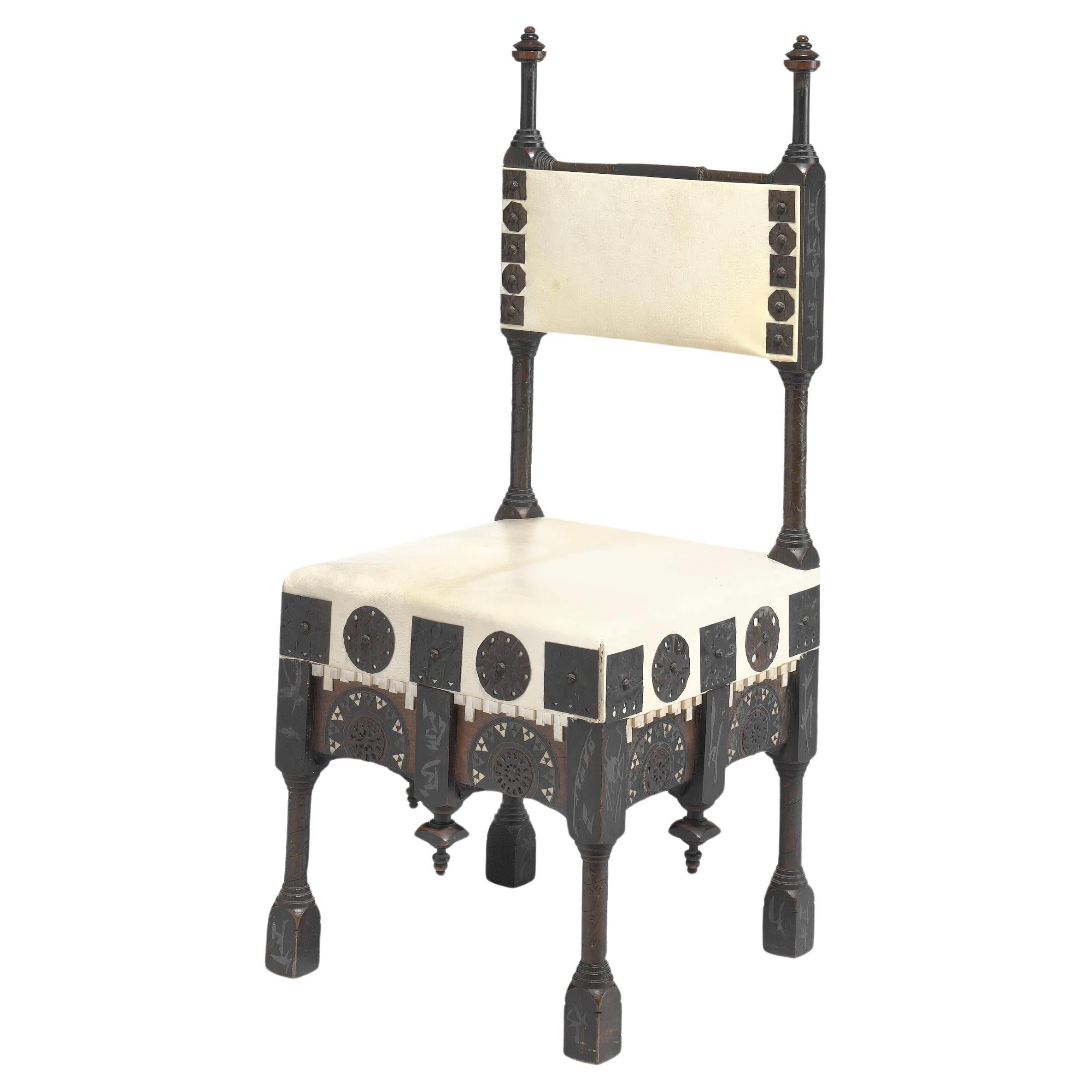 Chair by Carlo Bugatti in the Style Art Nouveau Ca 1900 For Sale