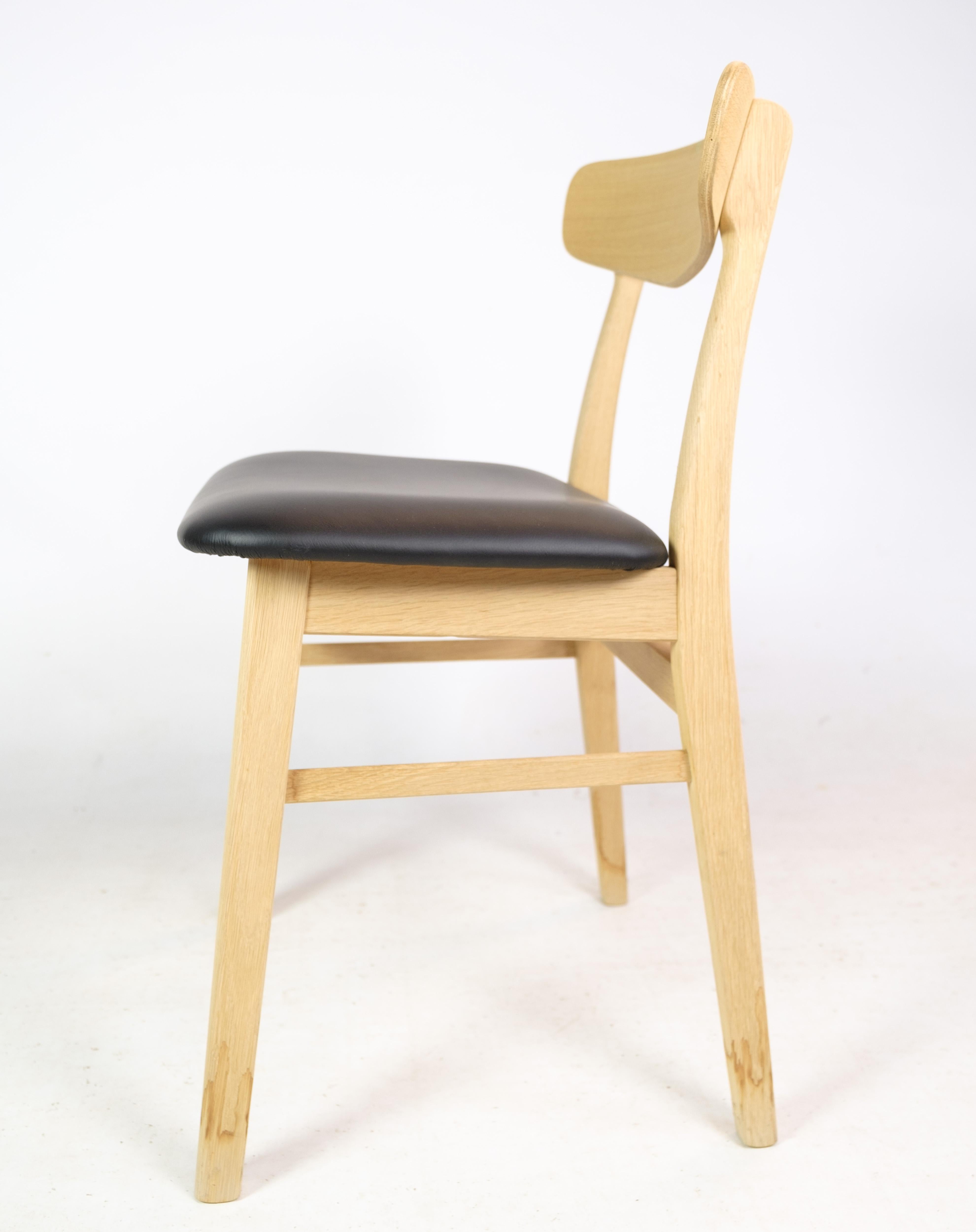 Chair by Findahl by Hammel Mosbøl, Black leather, Oak, 1962 1