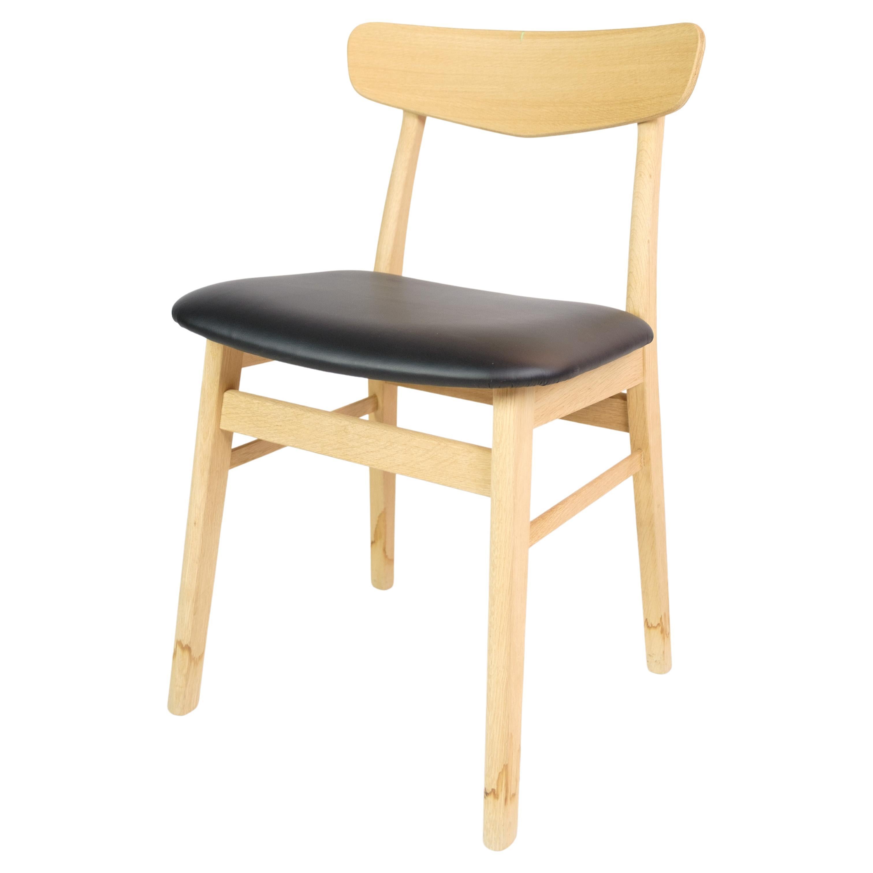 Chair by Findahl by Hammel Mosbøl, Black leather, Oak, 1962 For Sale