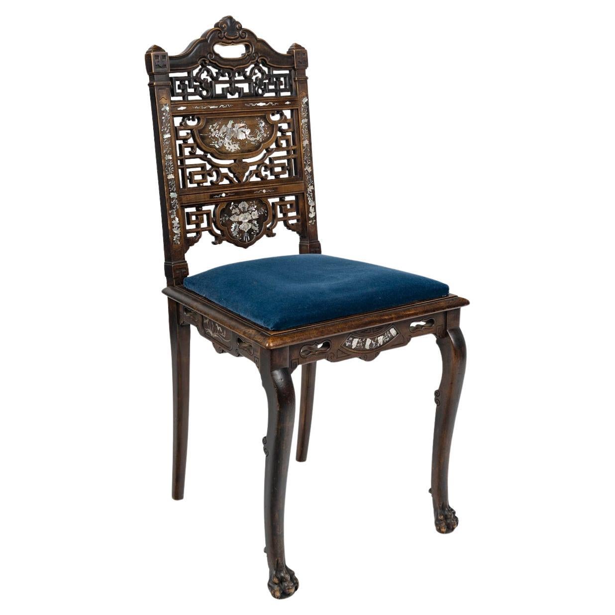 Chair by Gabriel Viardot, in the Asian Art Style, 19th Century.
