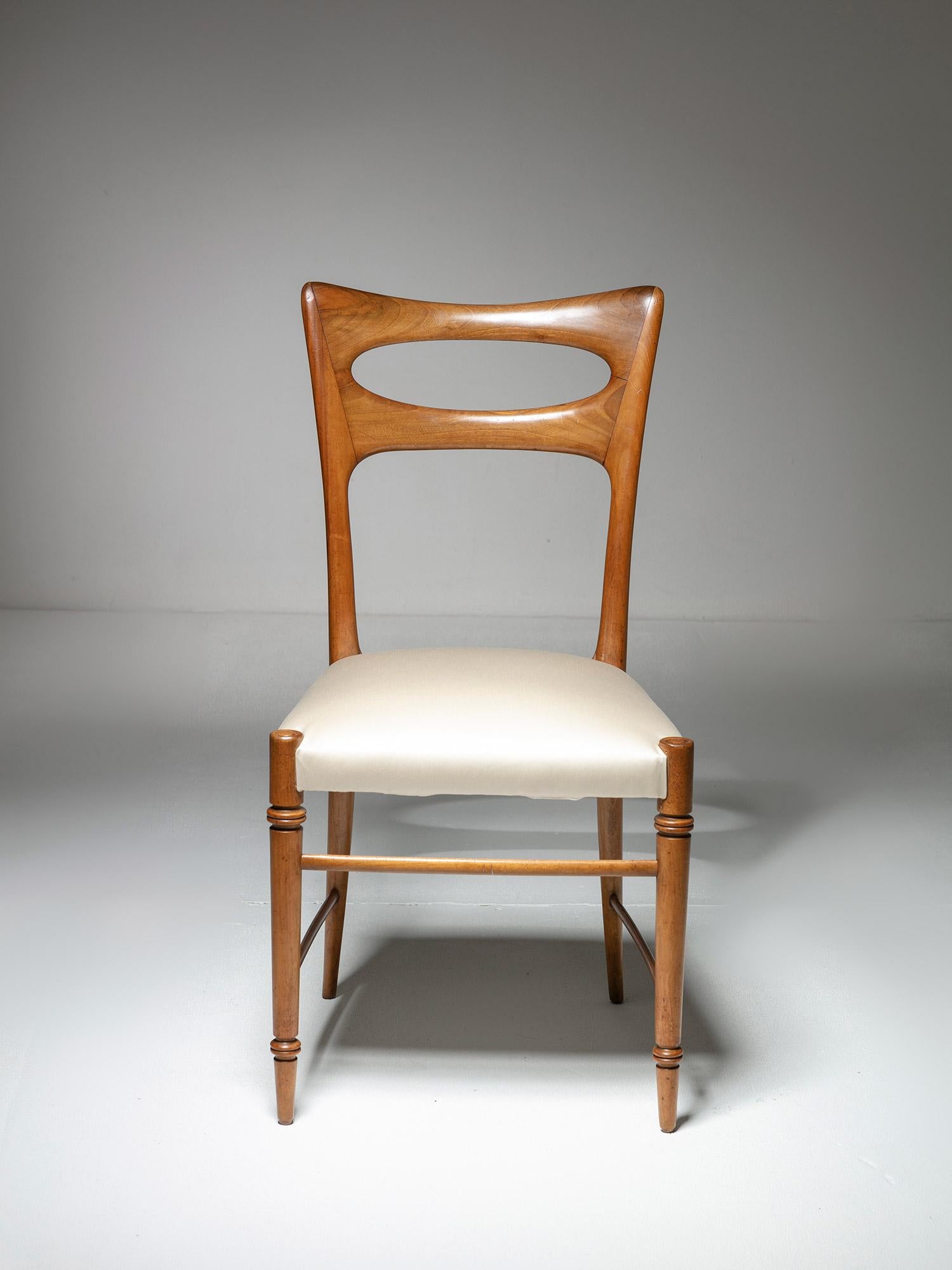 Italian Paolo Buffa, Chair with Cherry Wood Frame, New Upholstery, Italy, 1950s