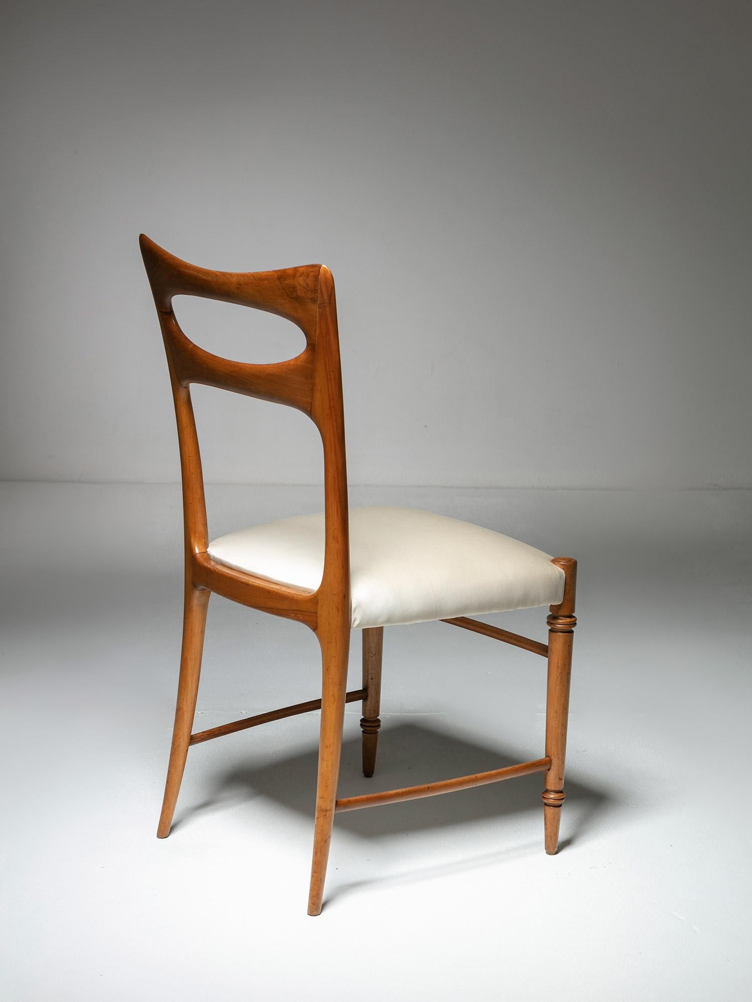 Paolo Buffa, Chair with Cherry Wood Frame, New Upholstery, Italy, 1950s In Good Condition In Milan, IT