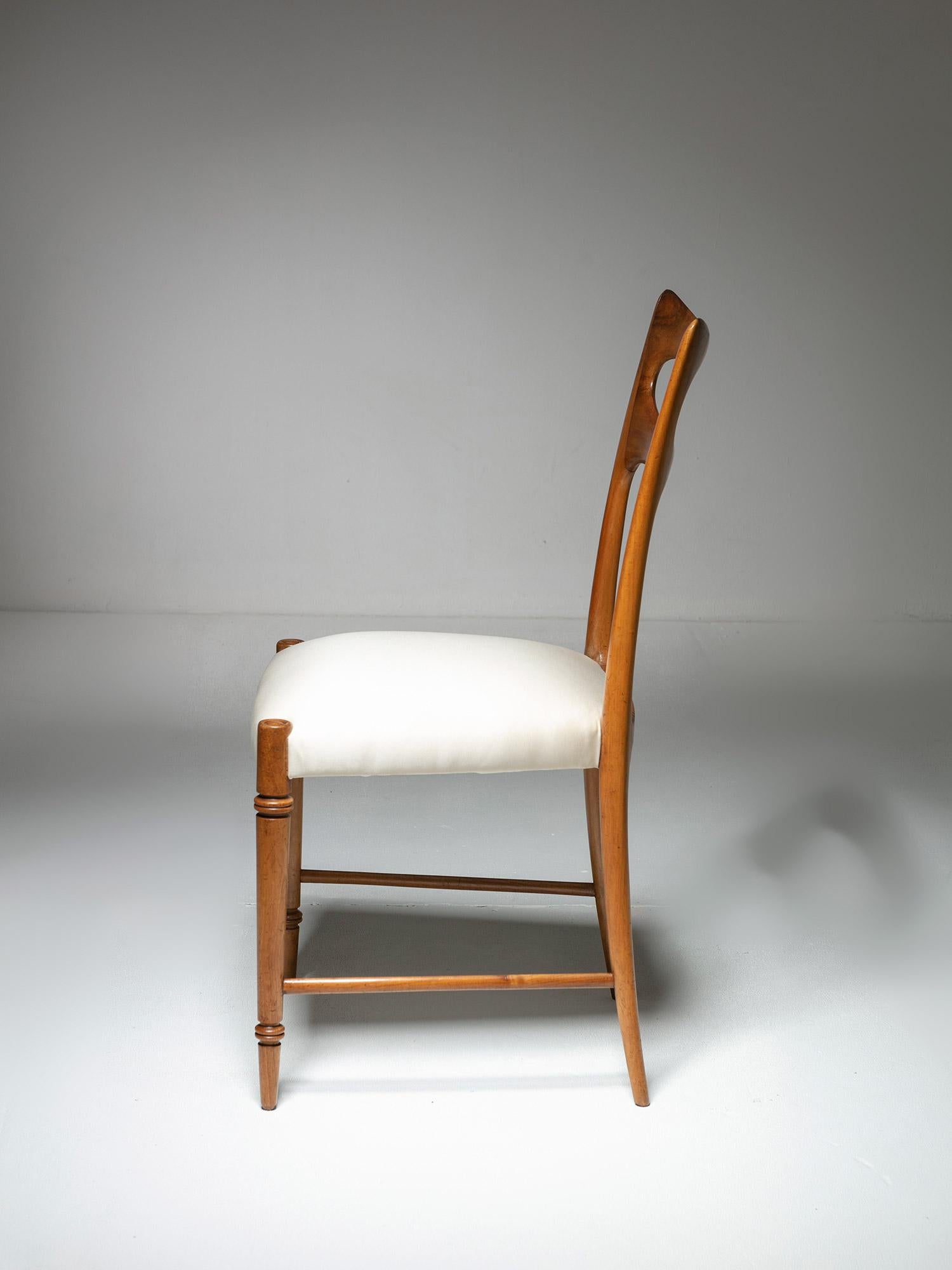 Mid-20th Century Paolo Buffa, Chair with Cherry Wood Frame, New Upholstery, Italy, 1950s