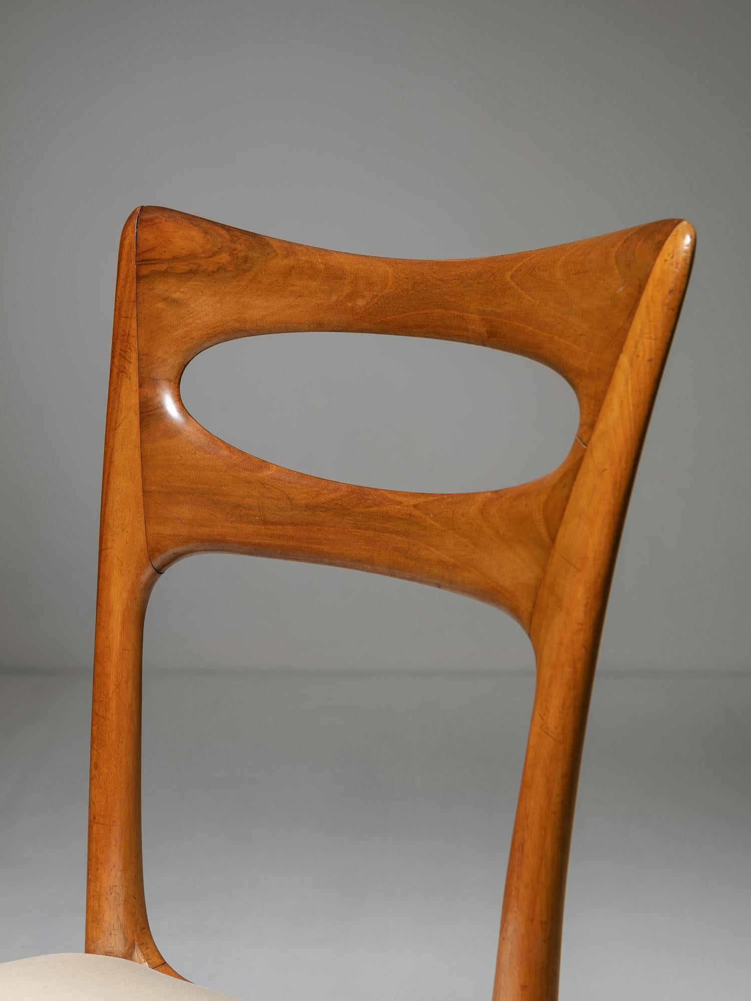 Paolo Buffa, Chair with Cherry Wood Frame, New Upholstery, Italy, 1950s 1