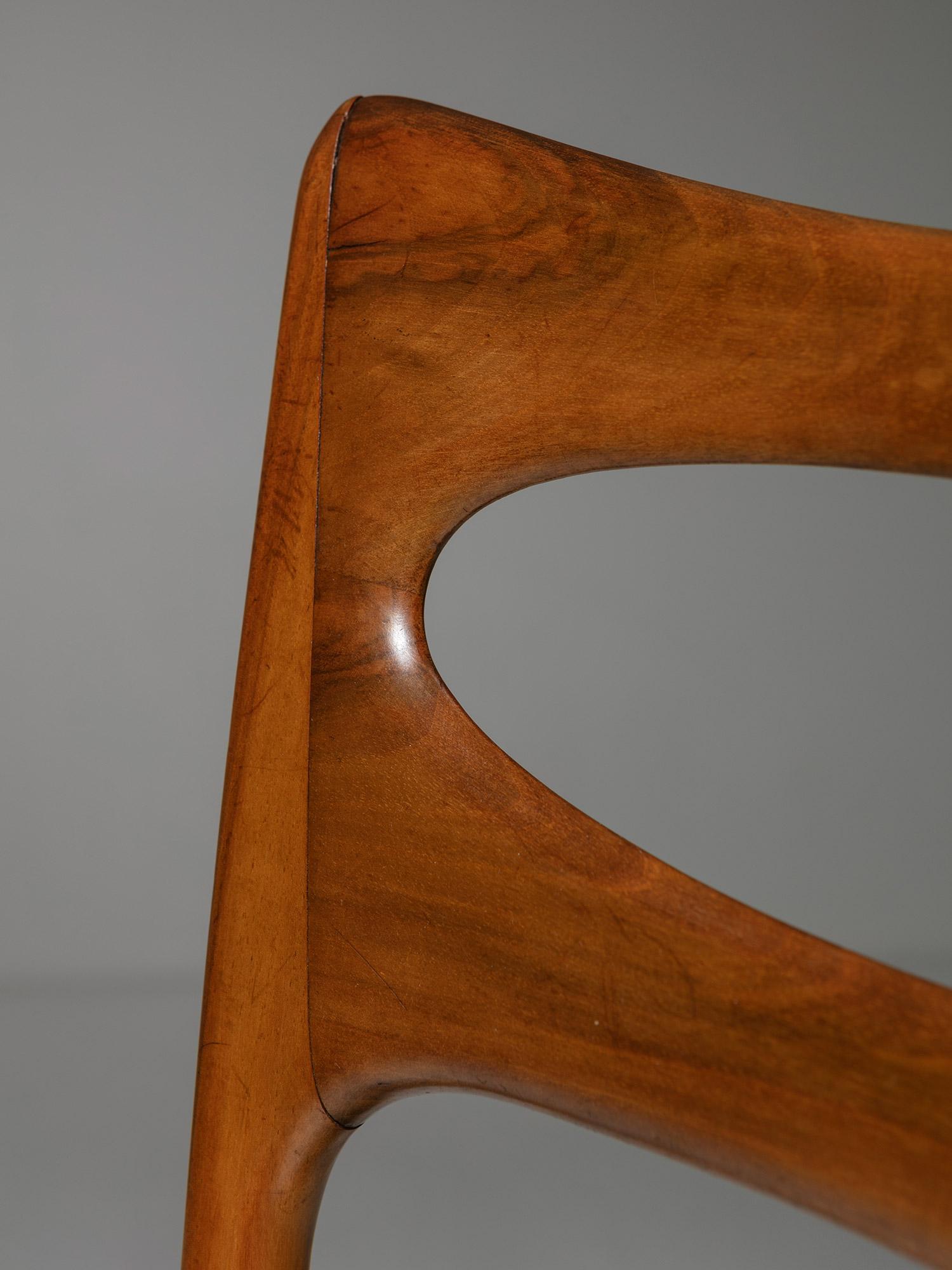 Paolo Buffa, Chair with Cherry Wood Frame, New Upholstery, Italy, 1950s 2