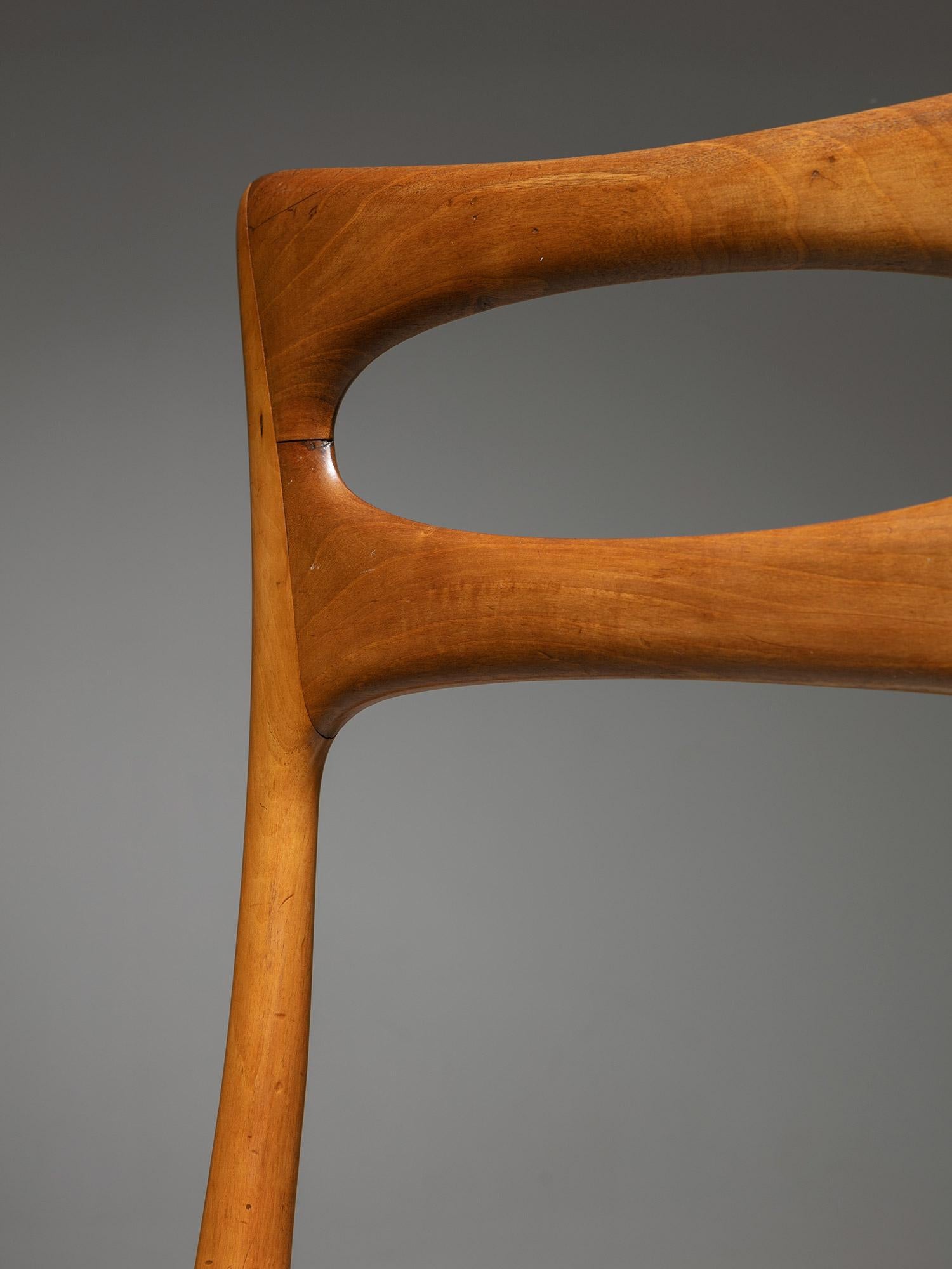 Paolo Buffa, Chair with Cherry Wood Frame, New Upholstery, Italy, 1950s 4