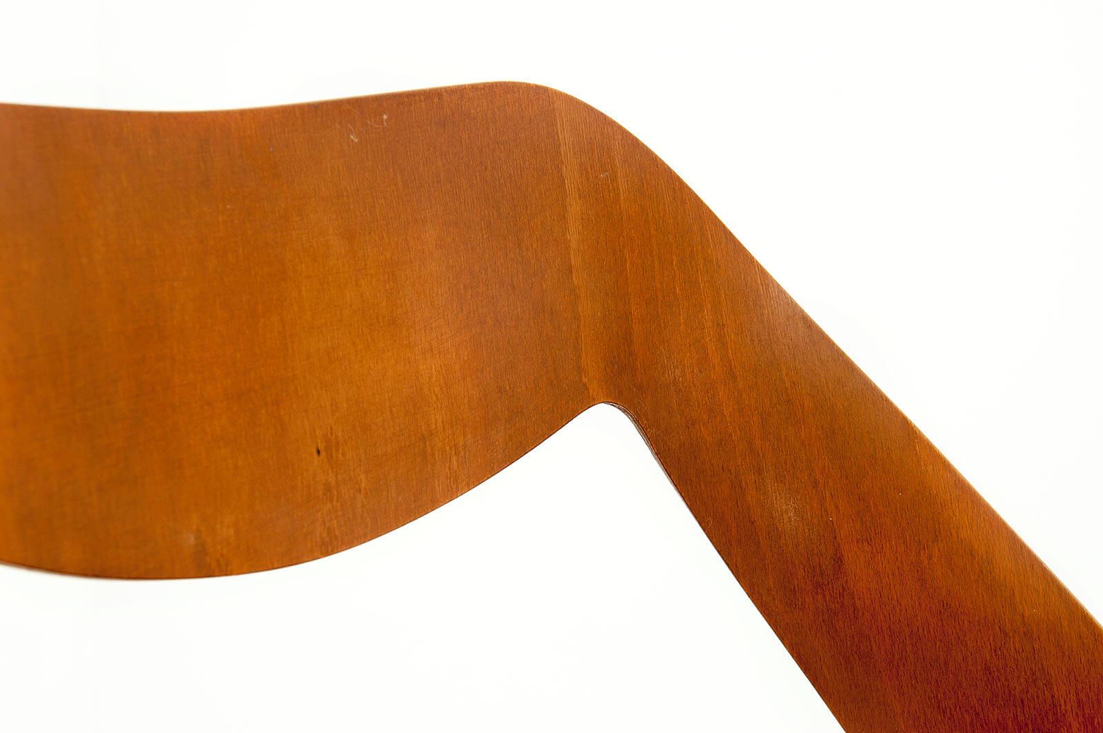 Chair by Paolozzi, in Varnish Brown Wood, and Red Croco Vynil, Italy, 1960 1