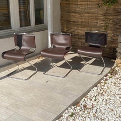 Chair by Pascal Mourgue, Édition Steiner, Model Biscia, Brown Color, France 1970