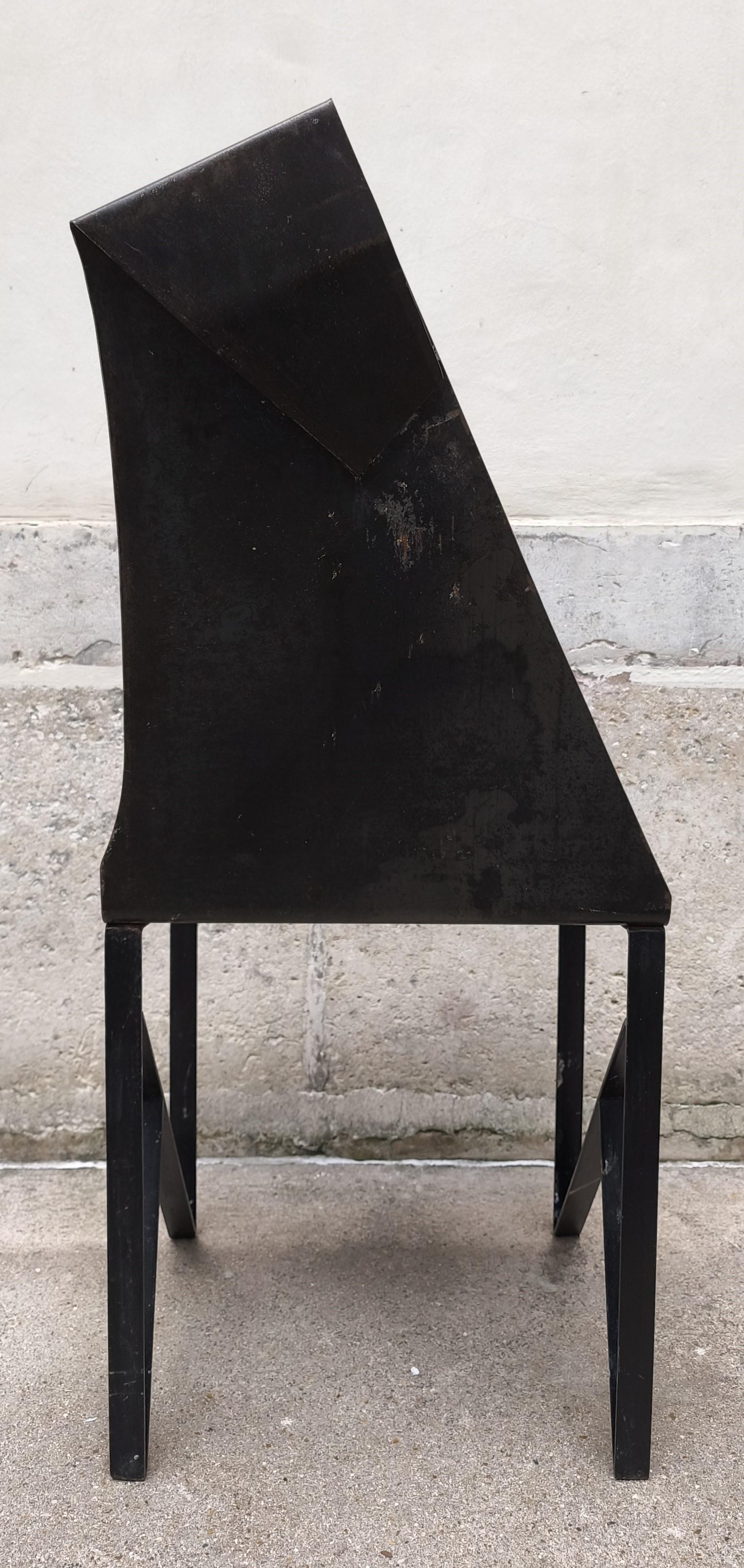 Metal Chair by Yves de la Tour d'Auvergne, 1980s, France For Sale