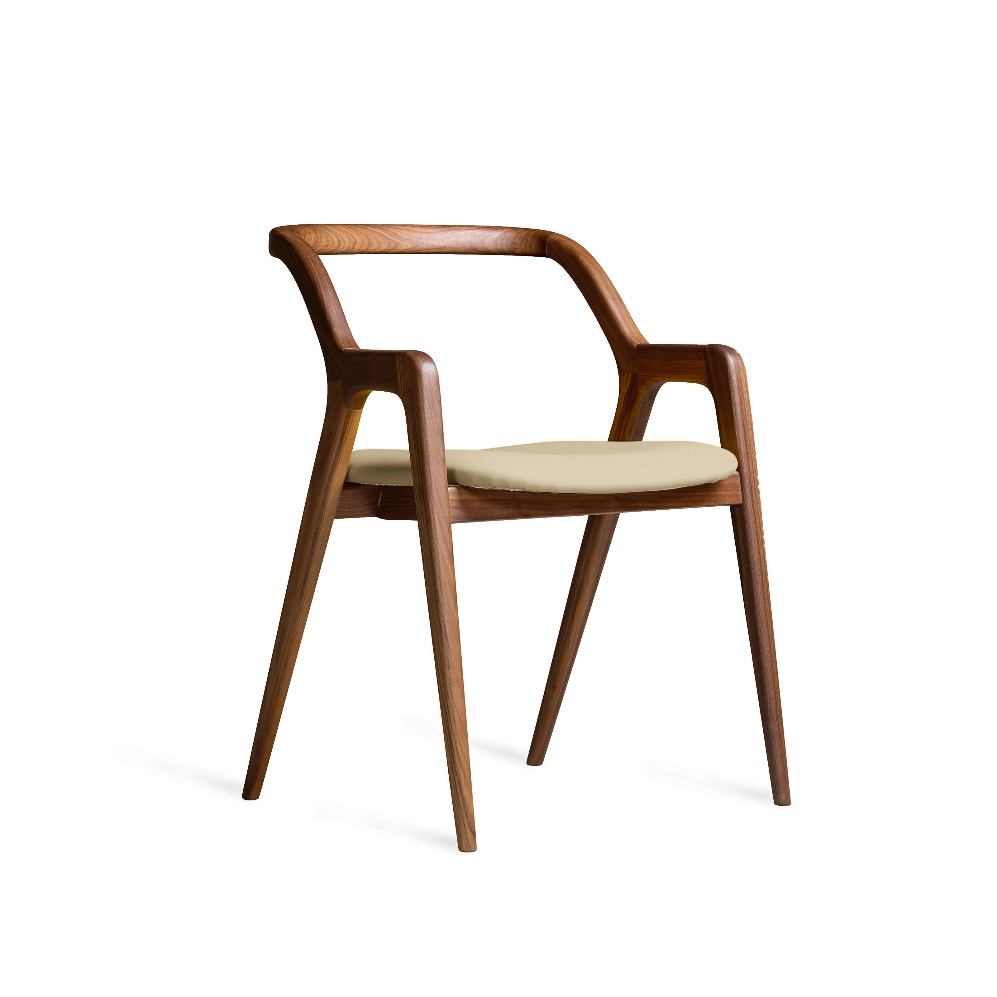 Oiled In breve Solid Wood Chair, Walnut in Hand-Made Natural Finish, Contemporary For Sale