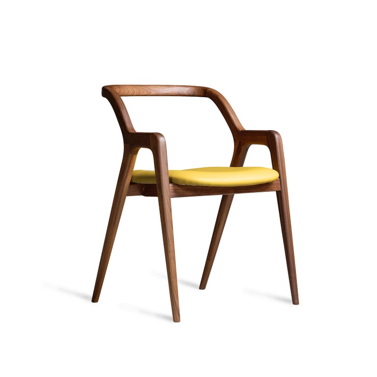 In breve Solid Wood Chair, Walnut in Hand-Made Natural Finish, Contemporary For Sale 3