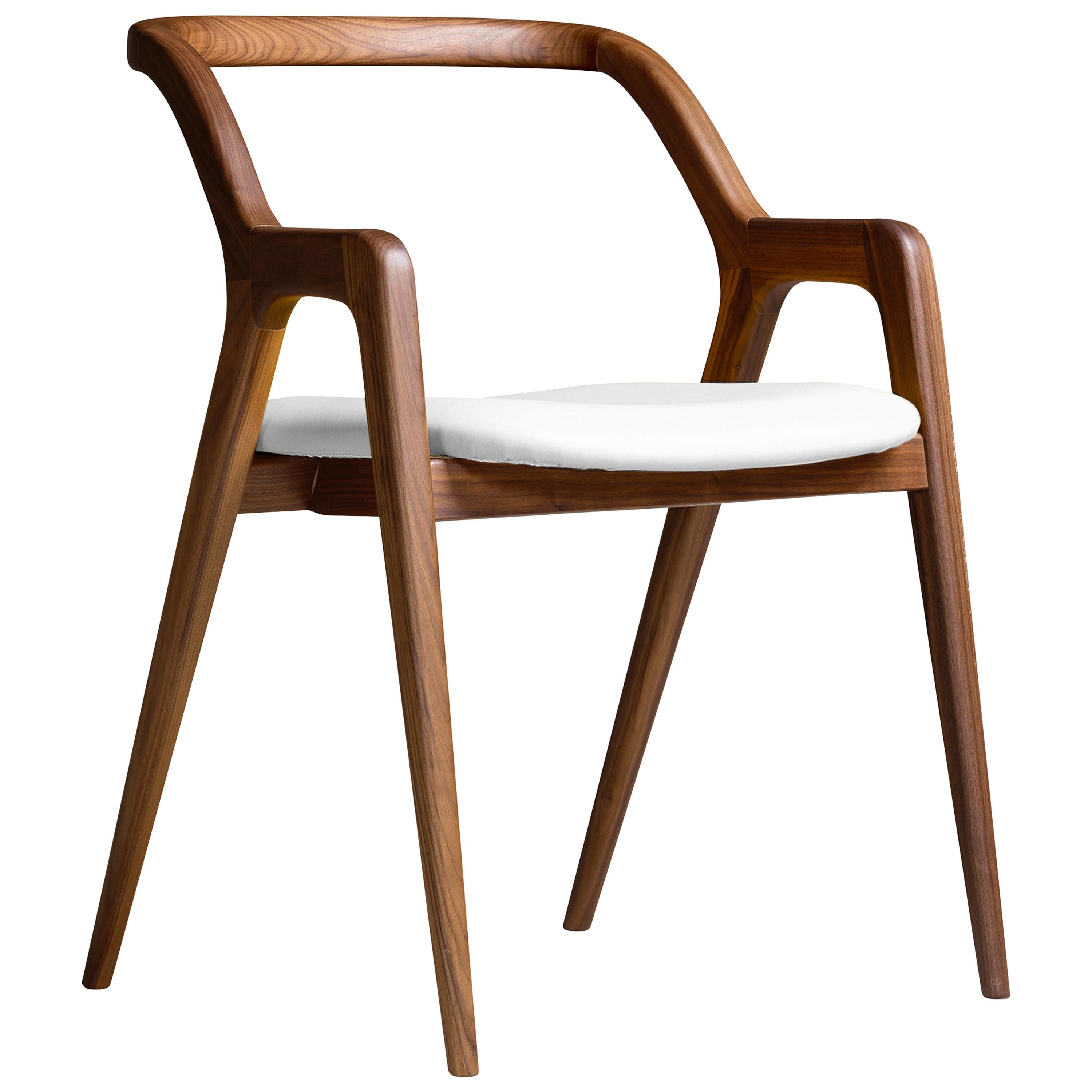 In breve Solid Wood Chair, Walnut in Hand-Made Natural Finish, Contemporary