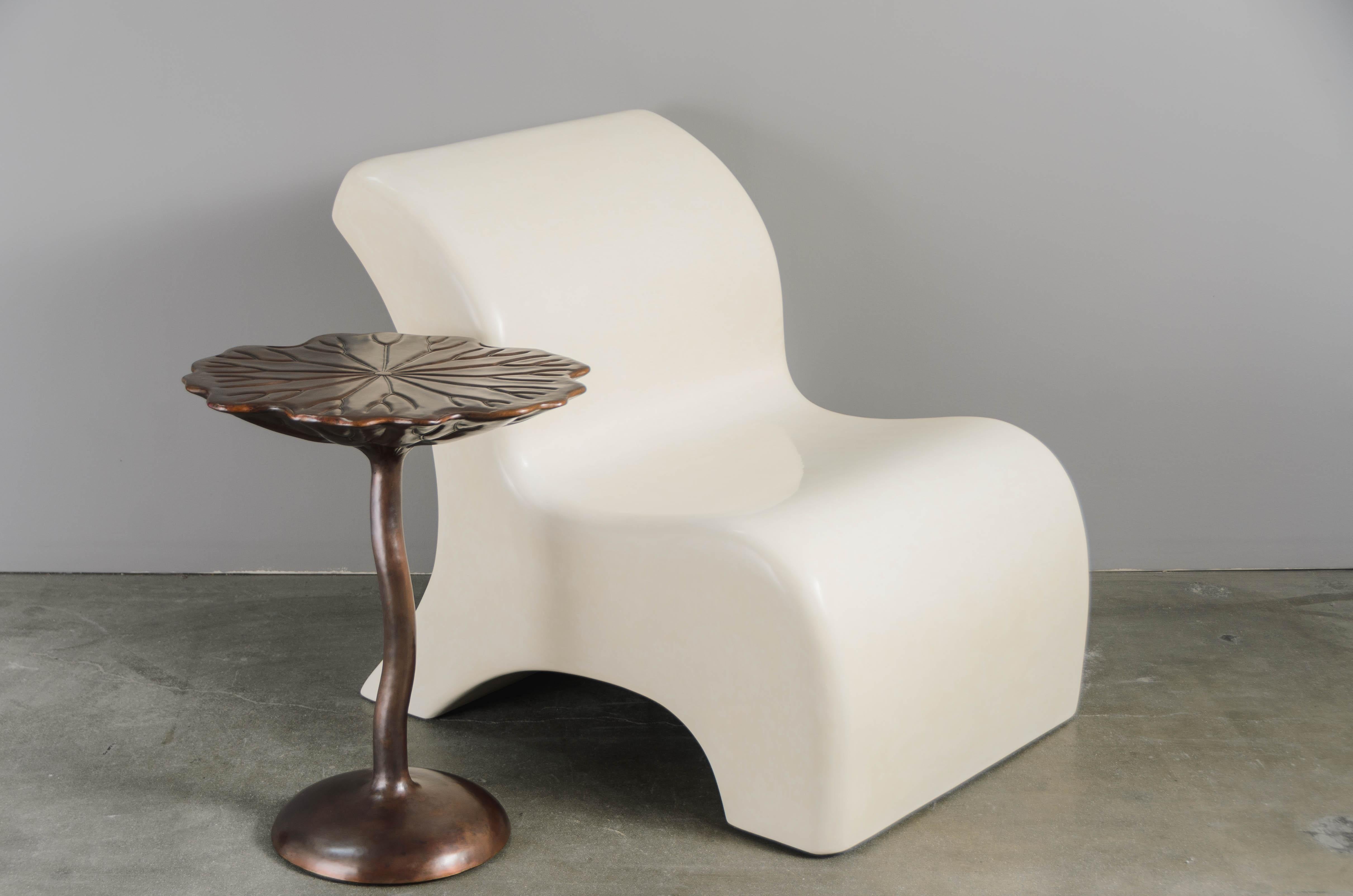 Minimalist Chair, Cream Lacquer by Robert Kuo, Handmade, Limited Edition For Sale