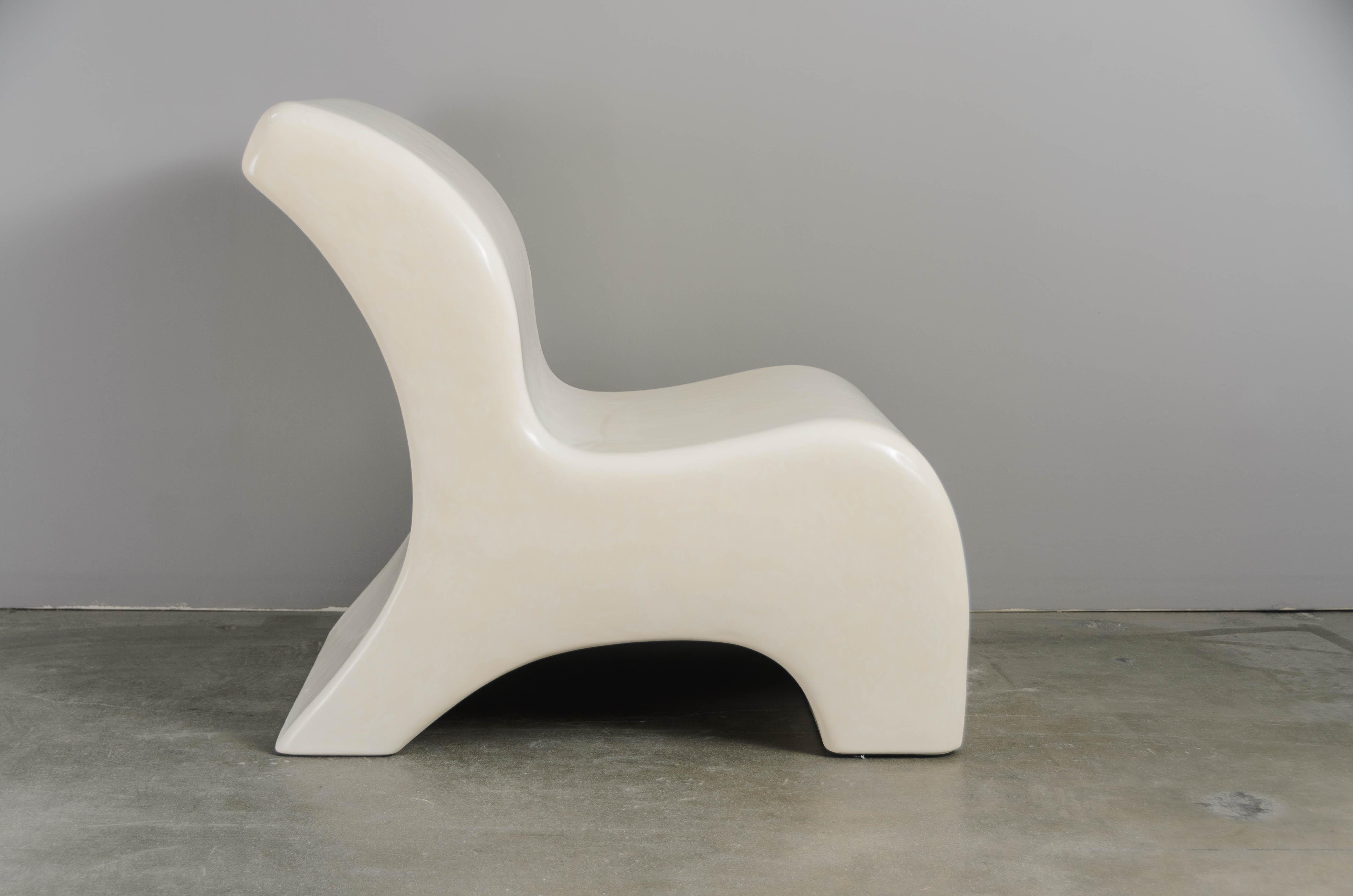 Chair, Cream Lacquer by Robert Kuo, Handmade, Limited Edition For Sale 1