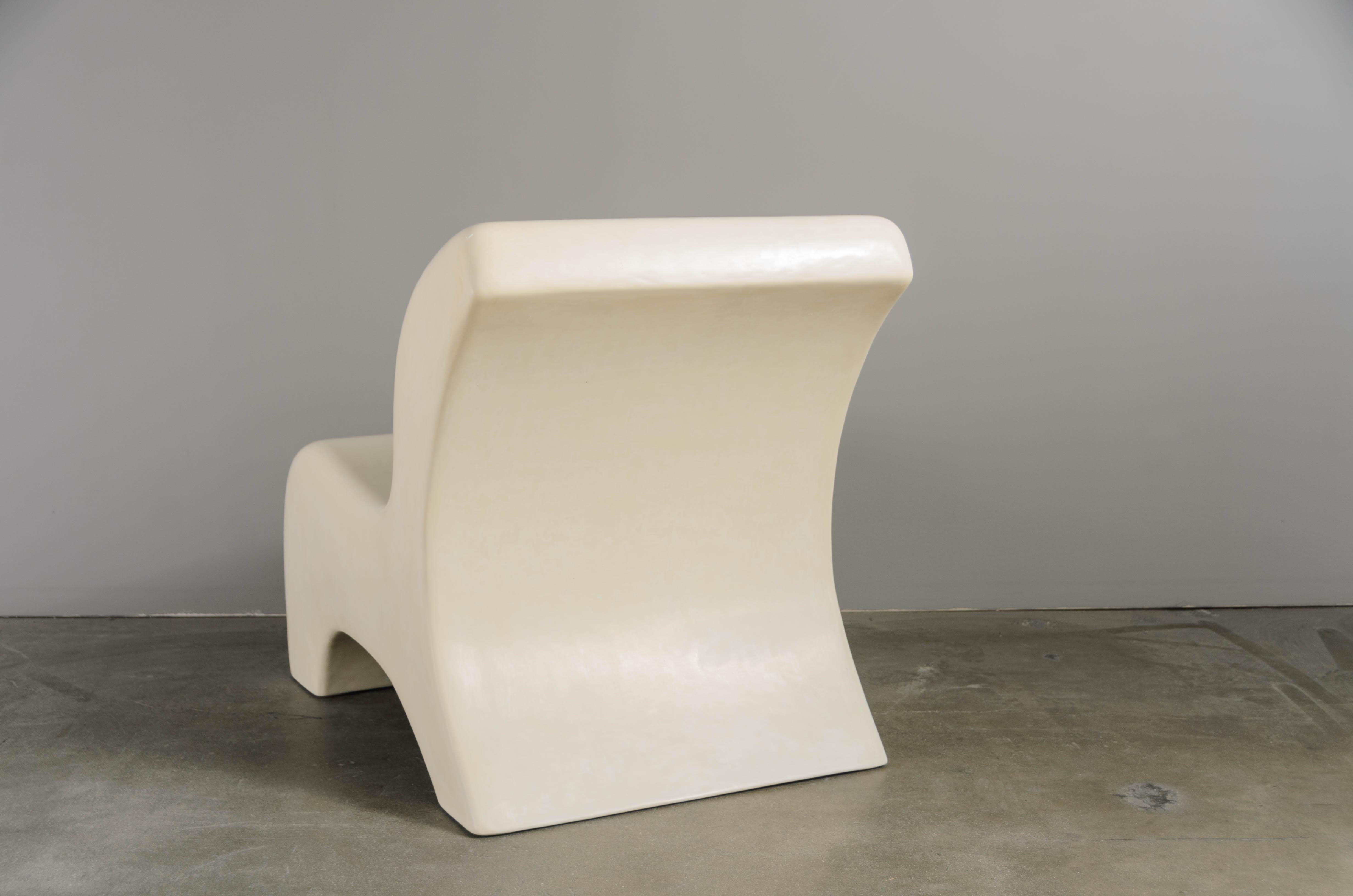 Chair, Cream Lacquer by Robert Kuo, Handmade, Limited Edition For Sale 2