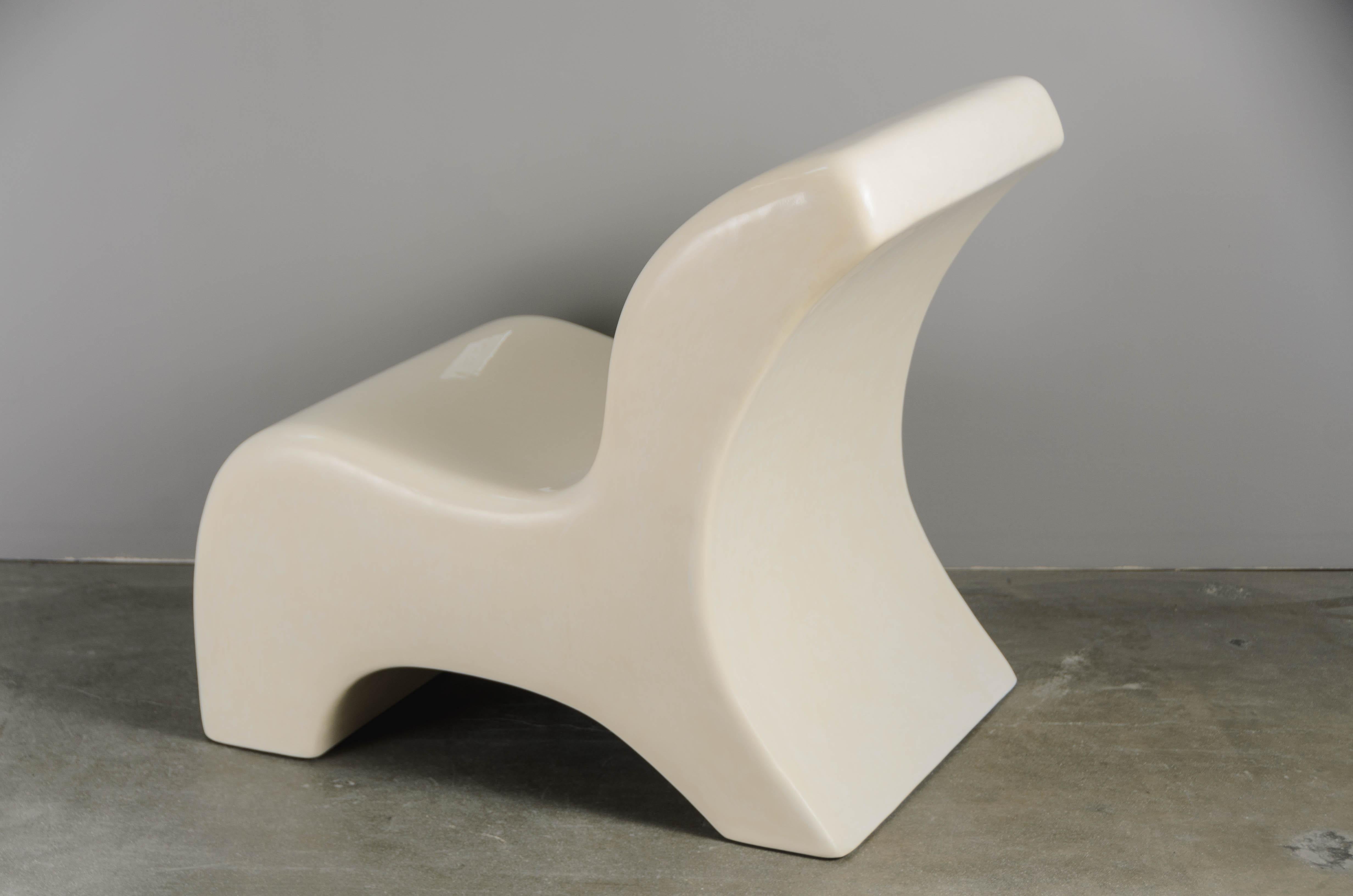 Chair, Cream Lacquer by Robert Kuo, Handmade, Limited Edition For Sale 3