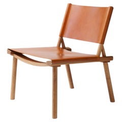 Stuhl „DECEMBER“ von Jasper Morrison & Wataru Kumano, Eiche & Cognac-Leder