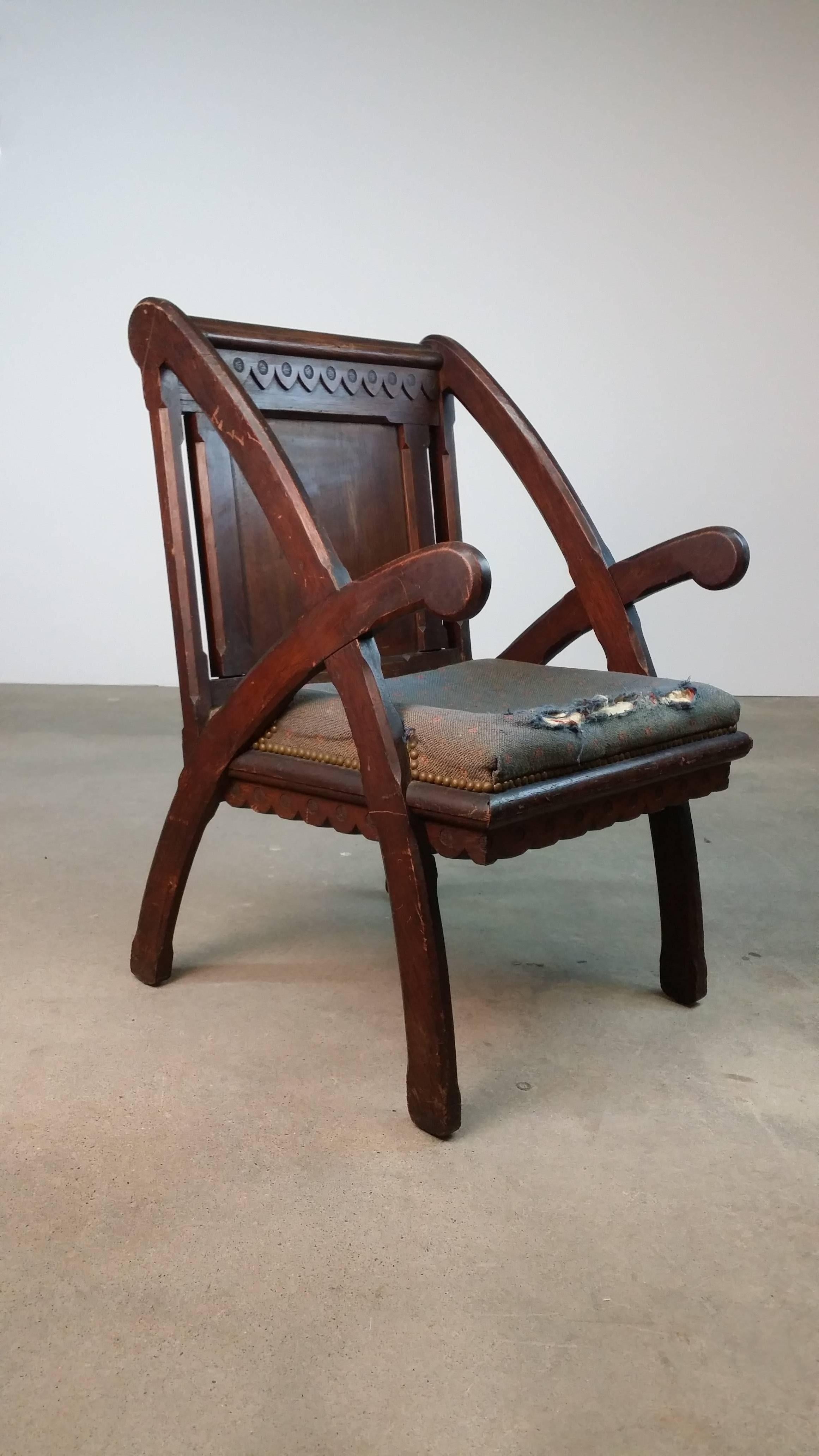 Exceedingly rare American Aesthetic Movement chair designed by Architect Henry Hobson Richardson. This chair is 