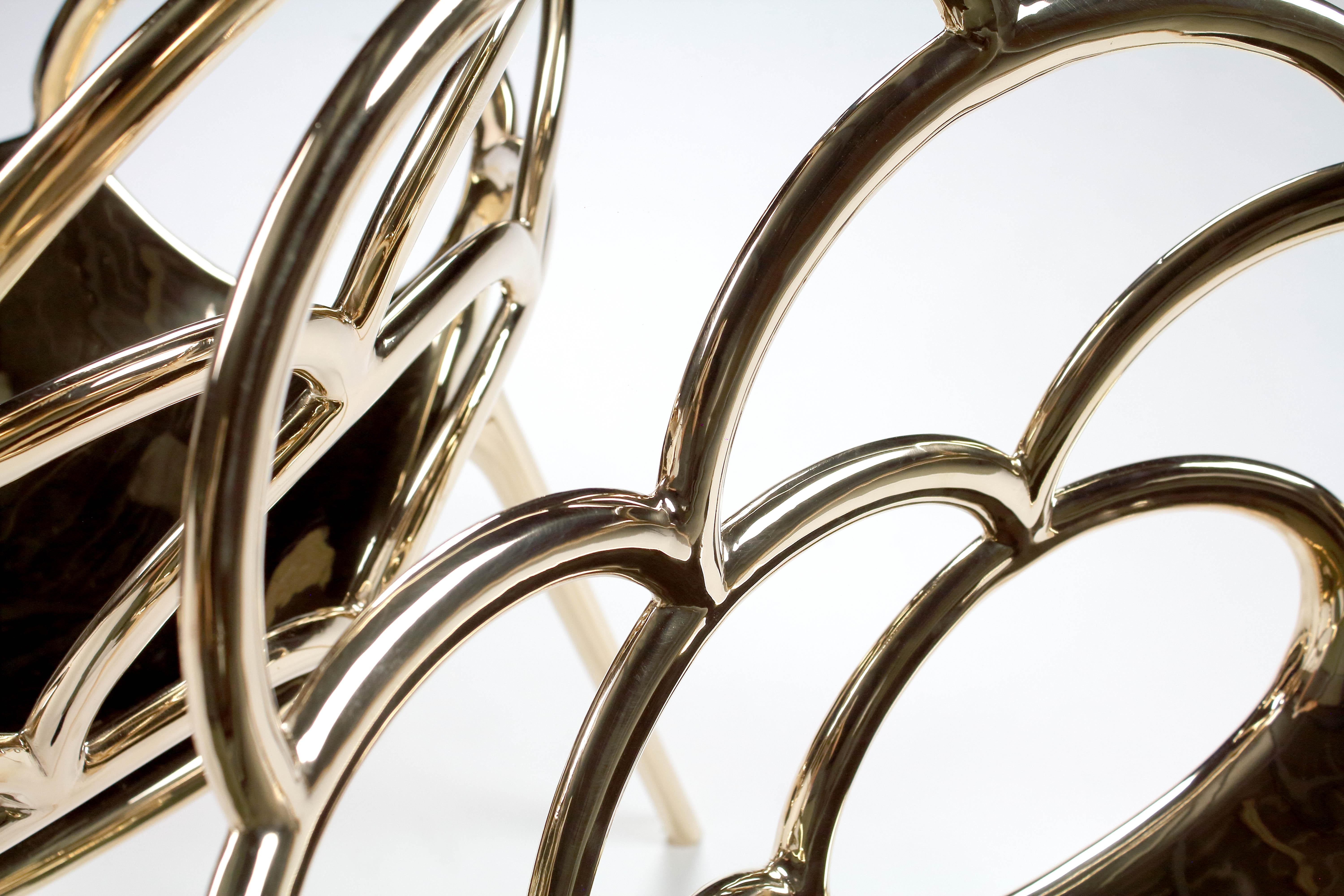 Stuhl Esszimmer Sessel Goldguss Bronze Spiegel Poliert Sammlerstück Design im Angebot 2