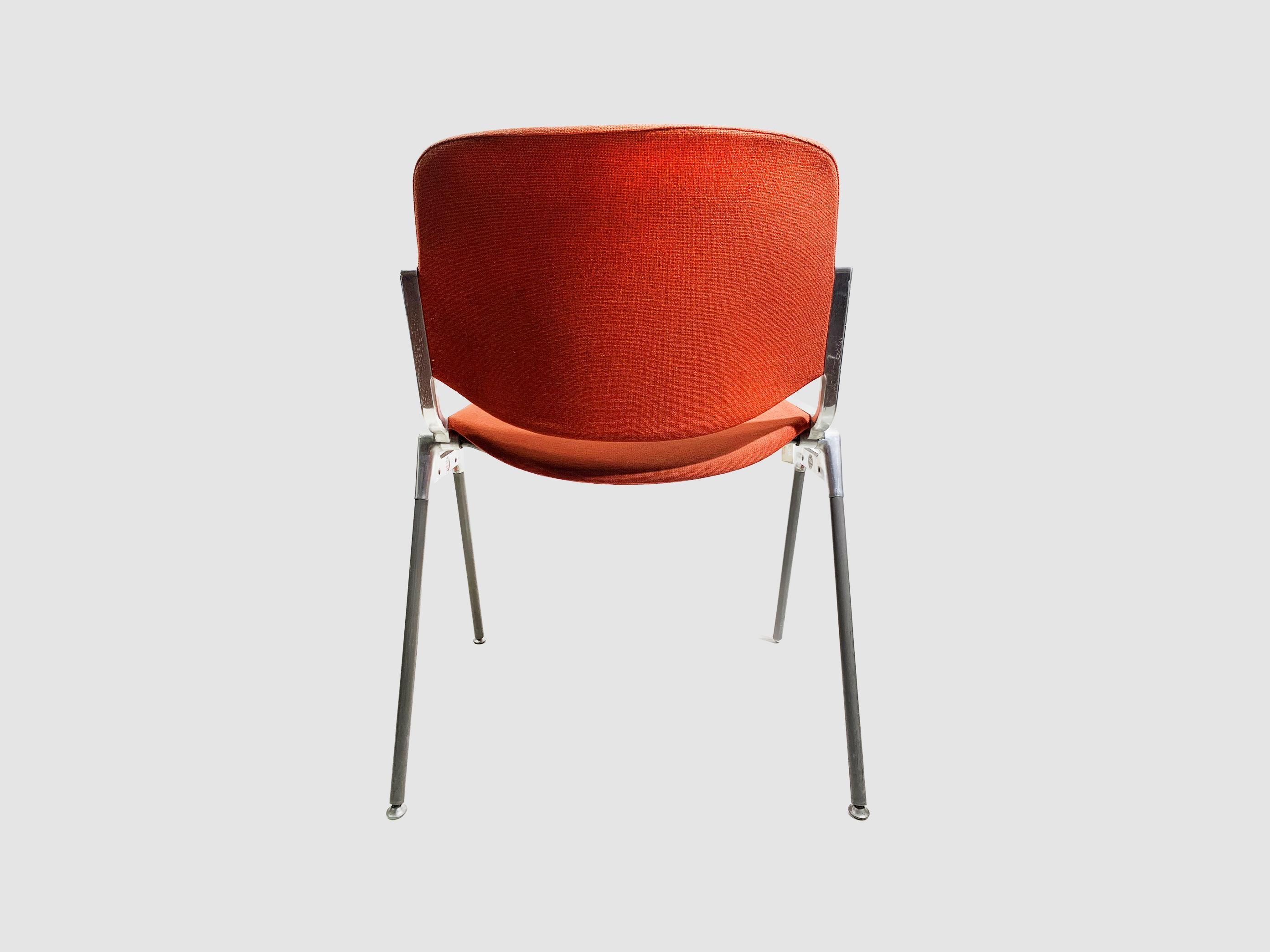 Fabric Chair DSC 106, Red , by Giancarlo Piretti for Anonima Castelli For Sale