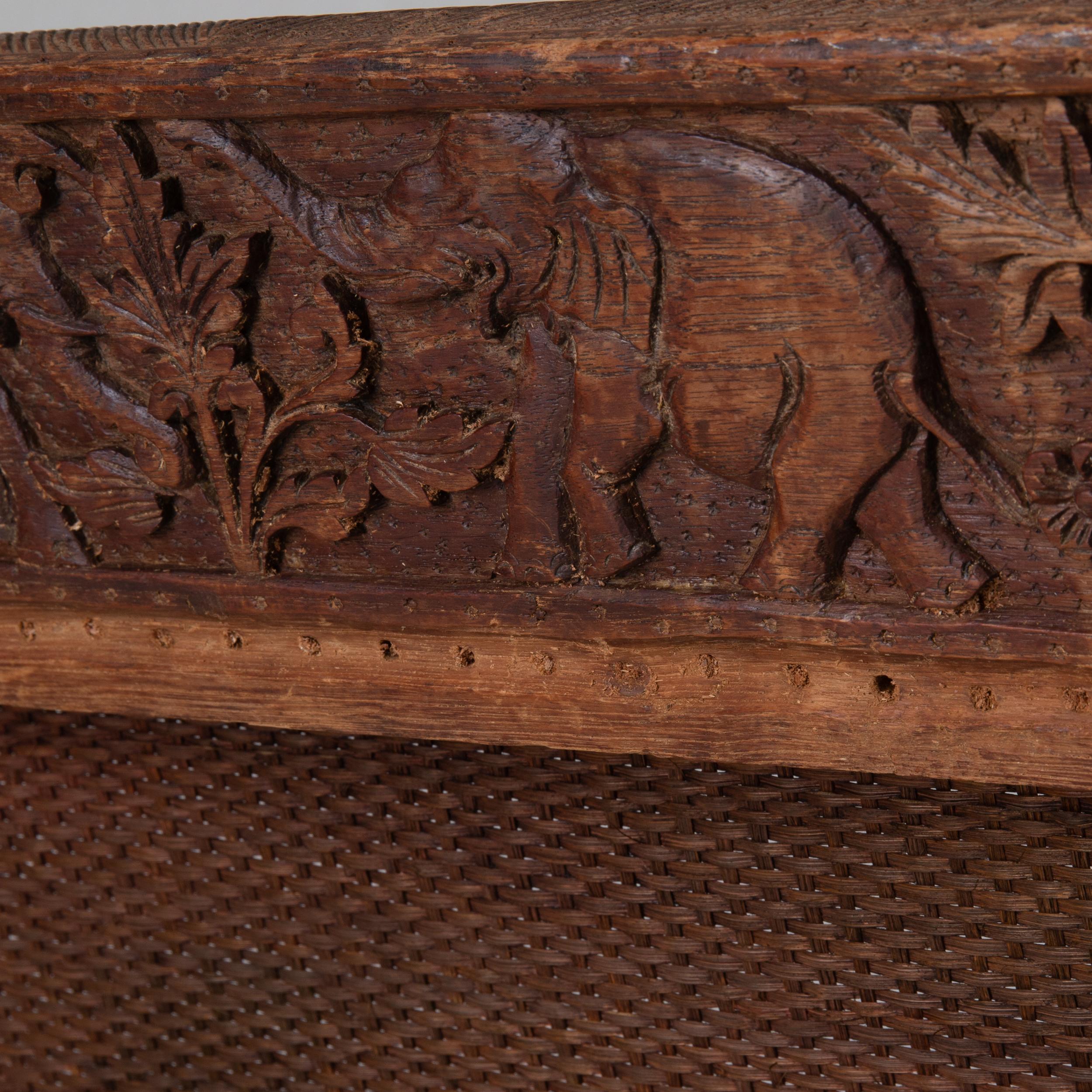 Chair Foldable India Brown Carved, 20th Century, India In Good Condition For Sale In New York, NY