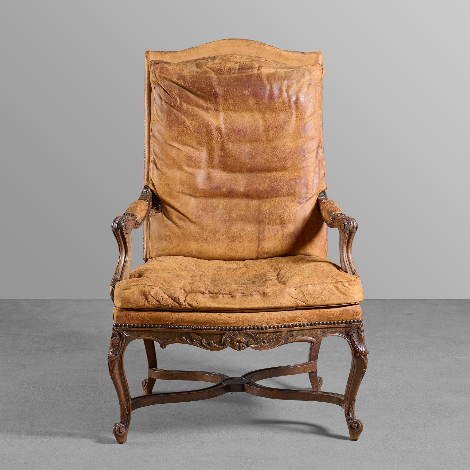 Sedia direzionale in Wood, pelle e ottone.