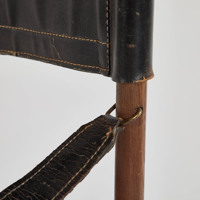 Late 19th Century British Campaign Black Leather Folding Chair at 1stDibs