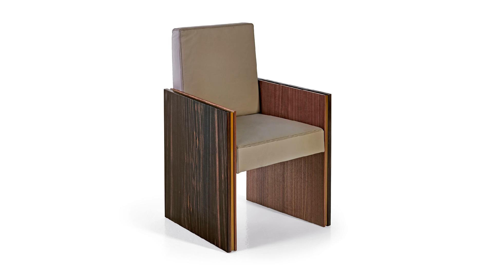 Modern Chair Frame Made of  Wood and Side Panels with Three Different Timber Layers For Sale