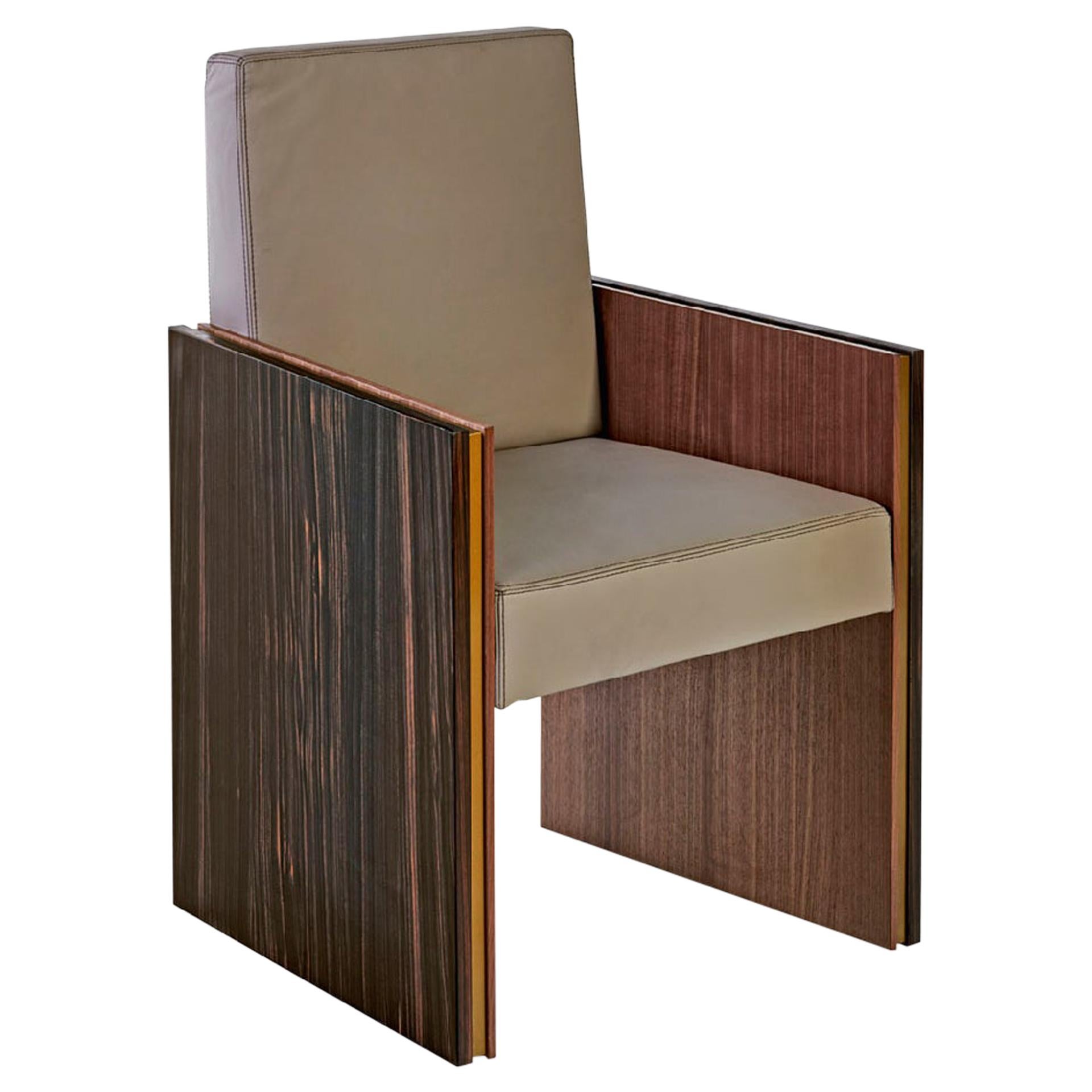 Chair Frame Made of  Wood and Side Panels with Three Different Timber Layers For Sale