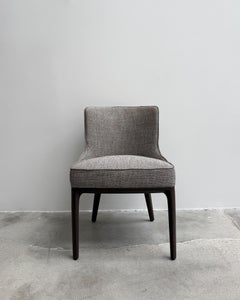 Chair, Gray Upholstered Armless Design, Licorice Ash Wood Base, Italy
