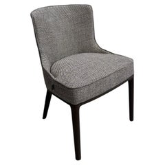 Chair, Gray Upholstered Armless Design, Licorice Ash Wood Base, Italy