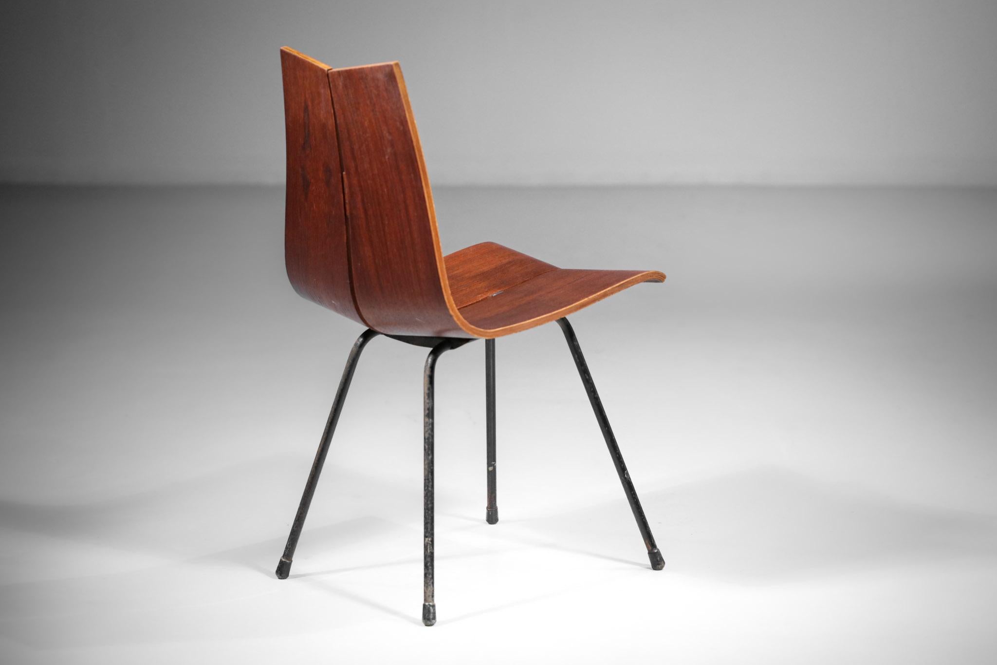 Chair Hans Bellmann Swiss Design 60's Thermoformed Wood For Sale 3