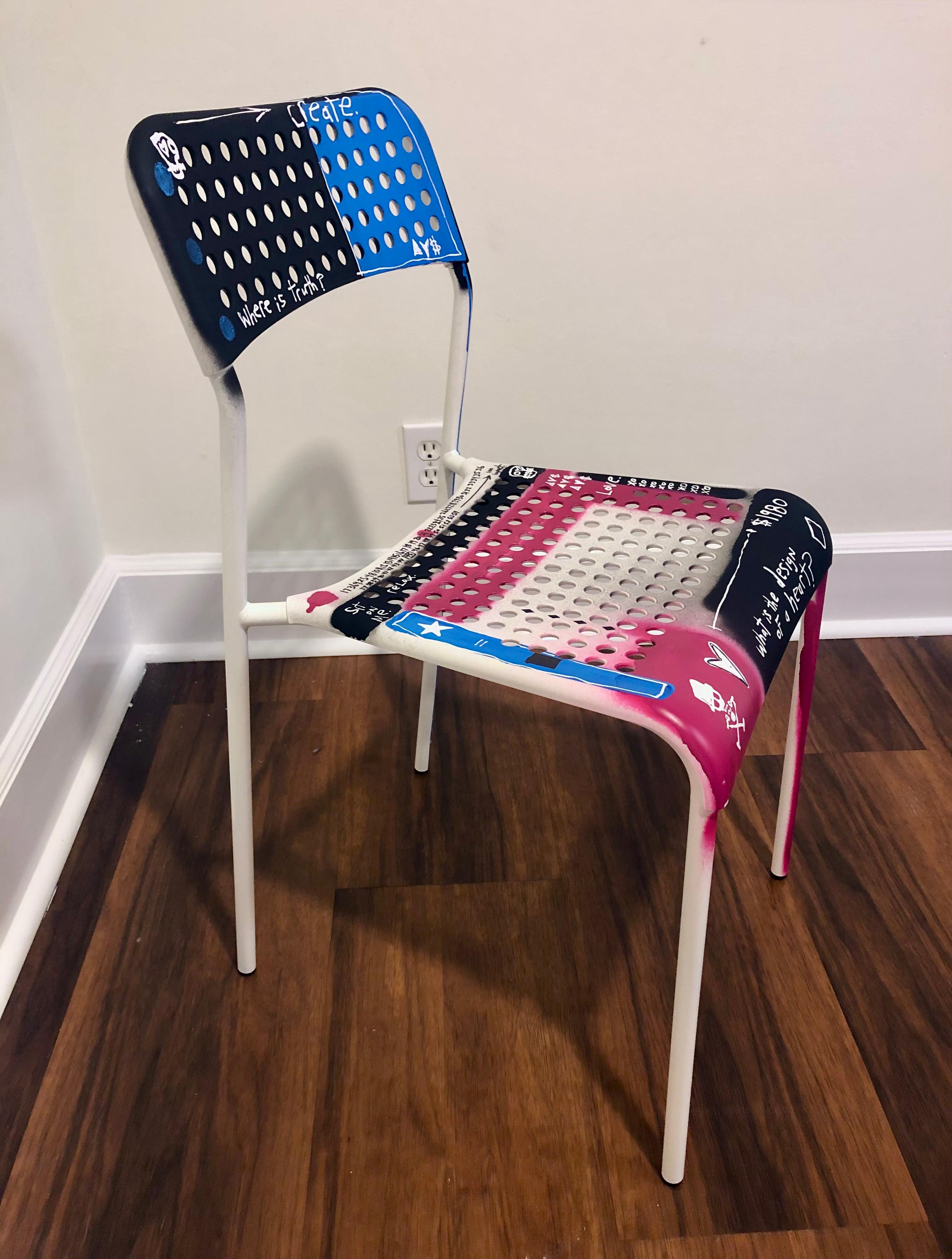 Modern Chair (I) Pop Art Graffiti Tagged Chair by Adam Baranello For Sale