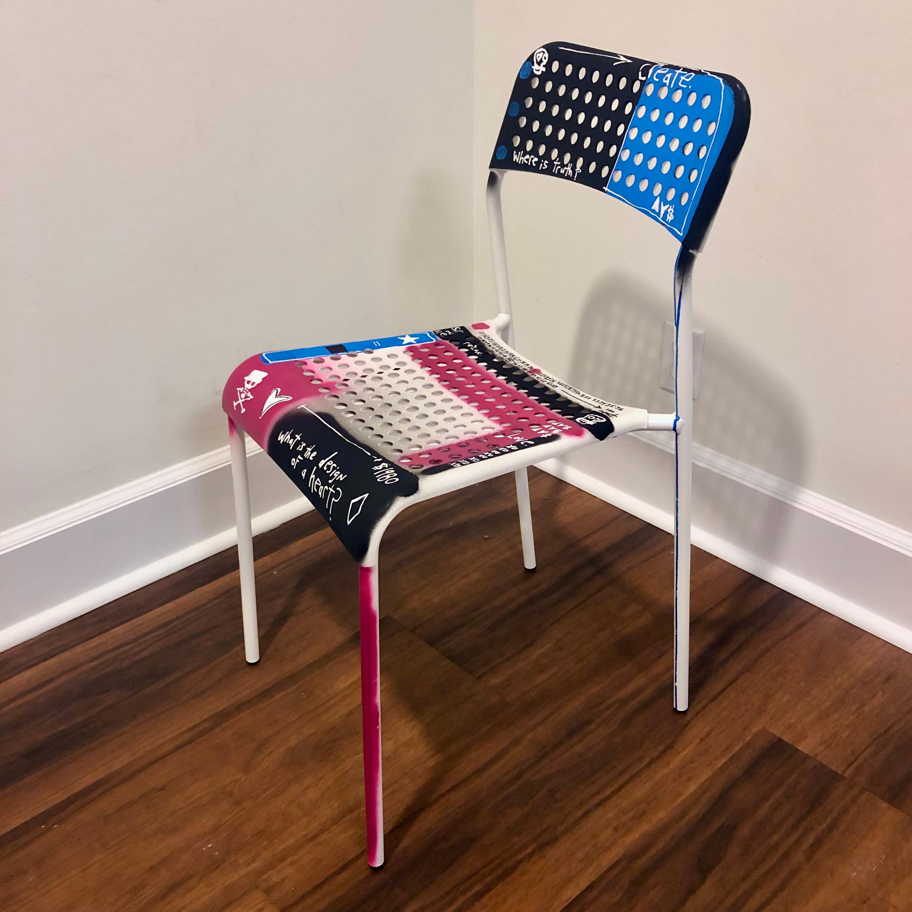 American Chair (I) Pop Art Graffiti Tagged Chair by Adam Baranello For Sale