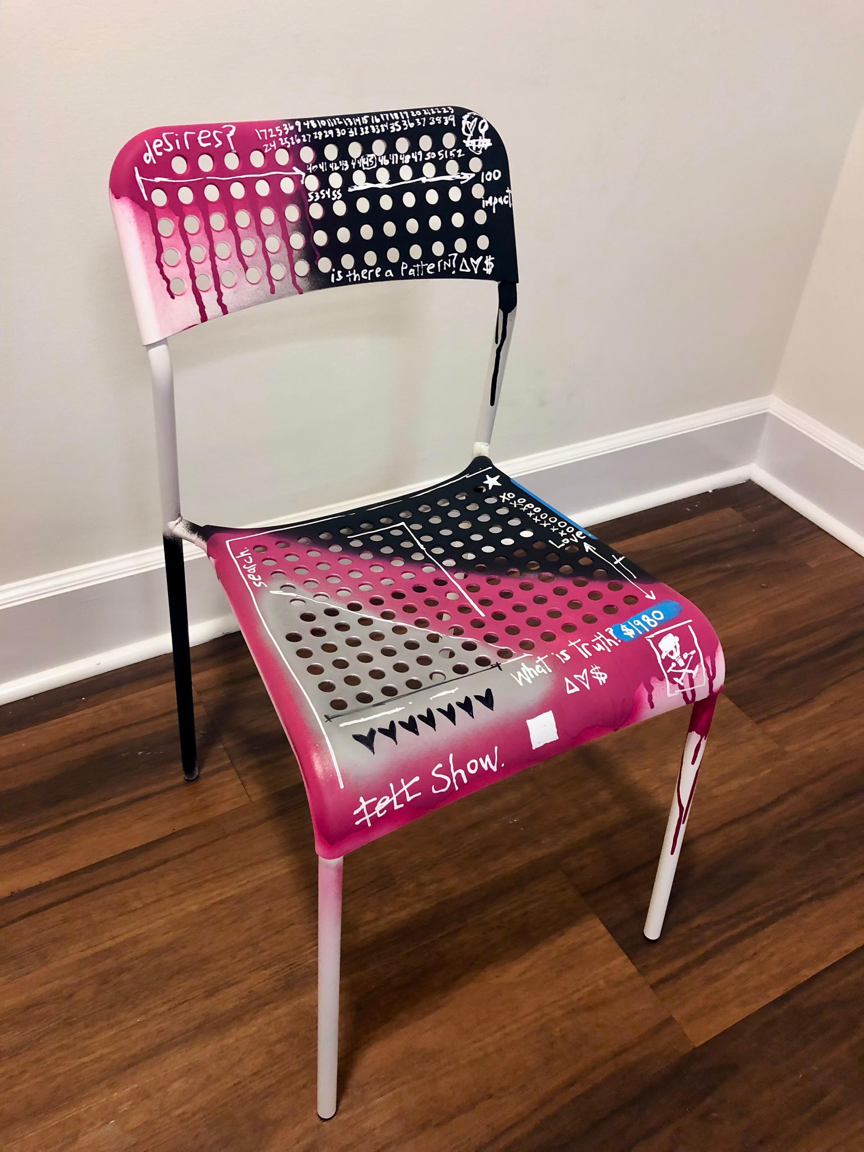 Modern Chair (II) Pop Art Graffiti Tagged Chair by Adam Baranello For Sale