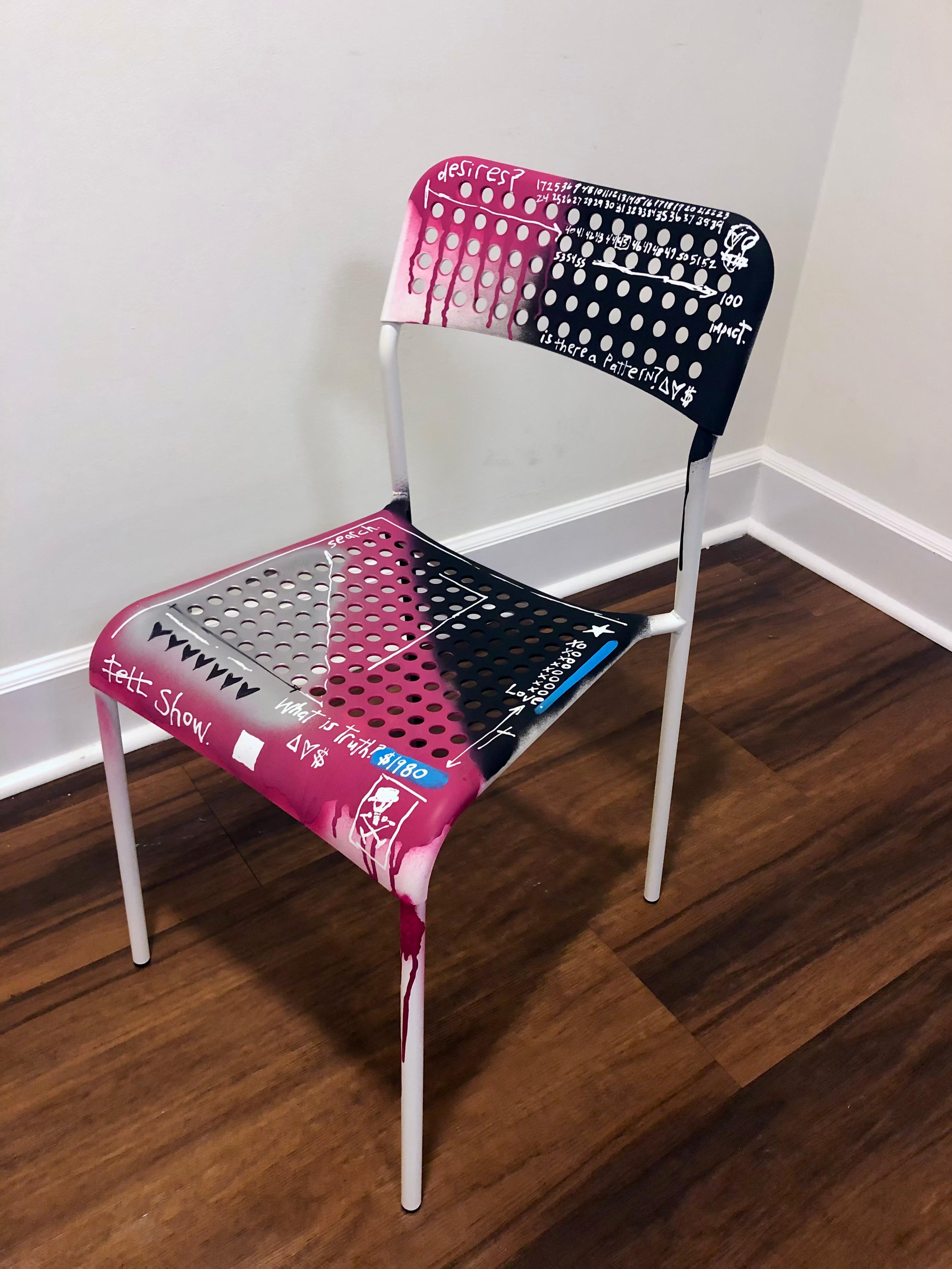 American Chair (II) Pop Art Graffiti Tagged Chair by Adam Baranello For Sale