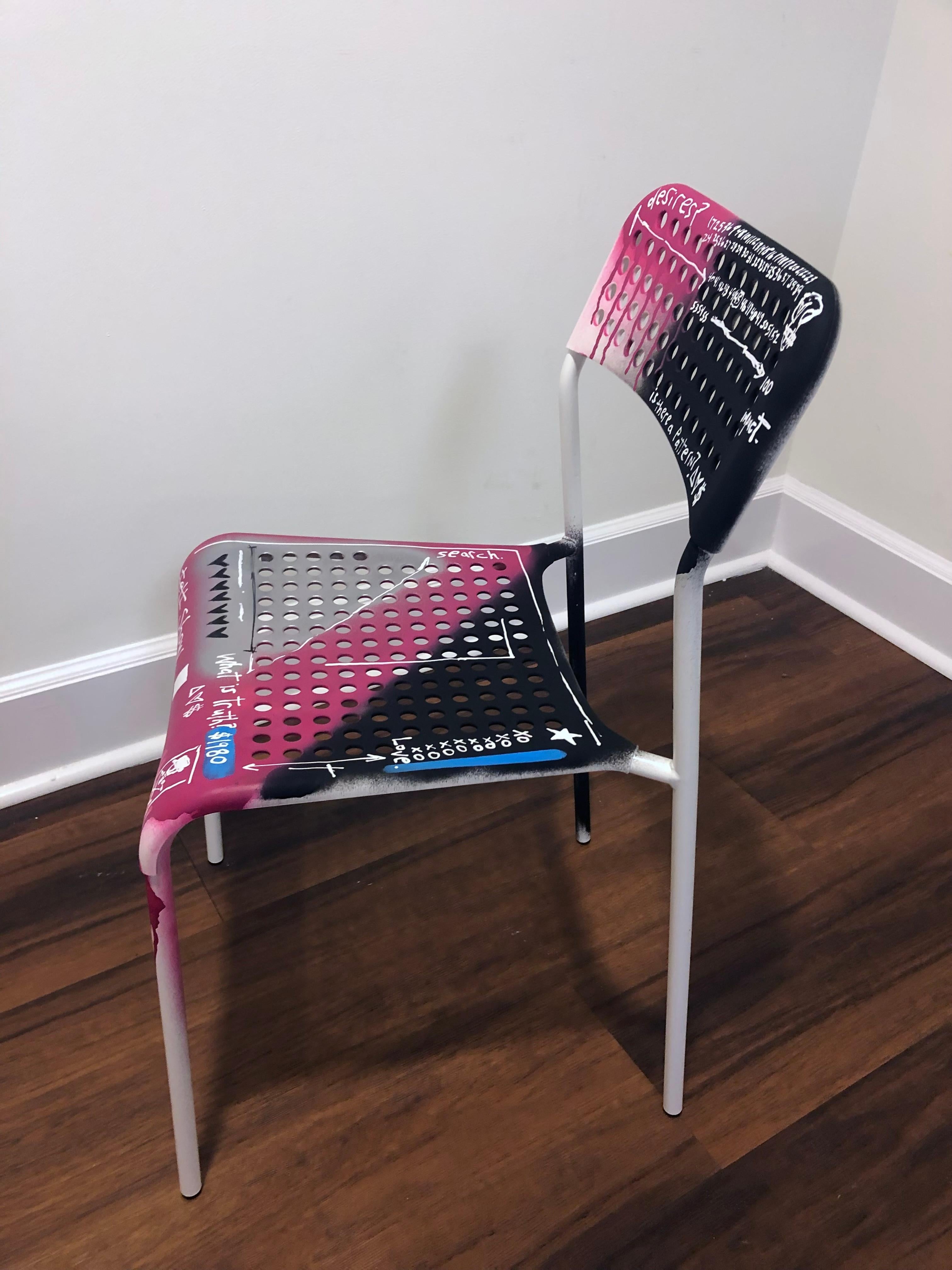 Chair (II) Pop Art Graffiti Tagged Chair by Adam Baranello In New Condition For Sale In East Quogue, NY
