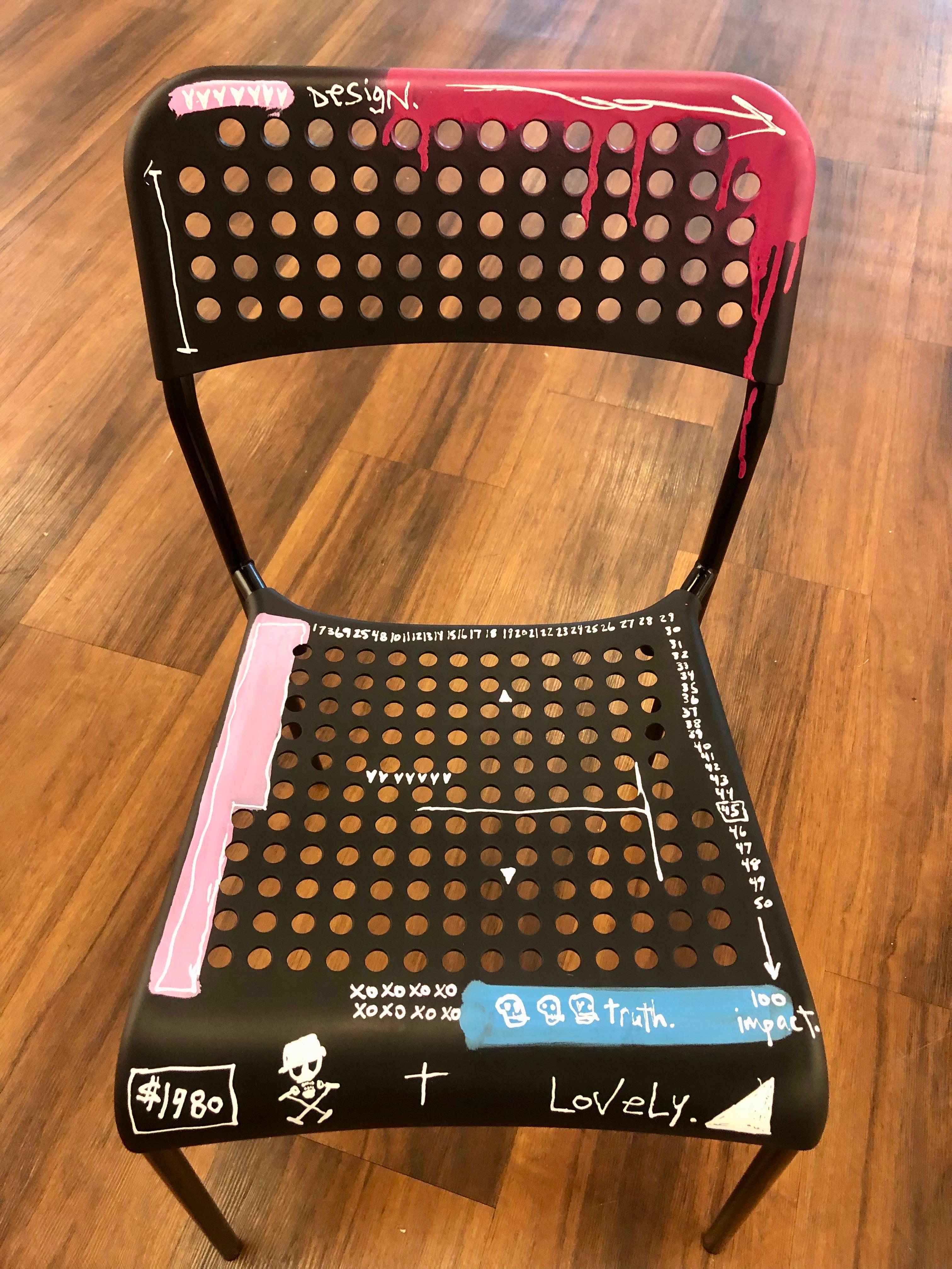 Silla (III) Silla con etiqueta de Graffiti Pop Art de Adam Baranello en Nuevo estado para la venta en East Quogue, NY